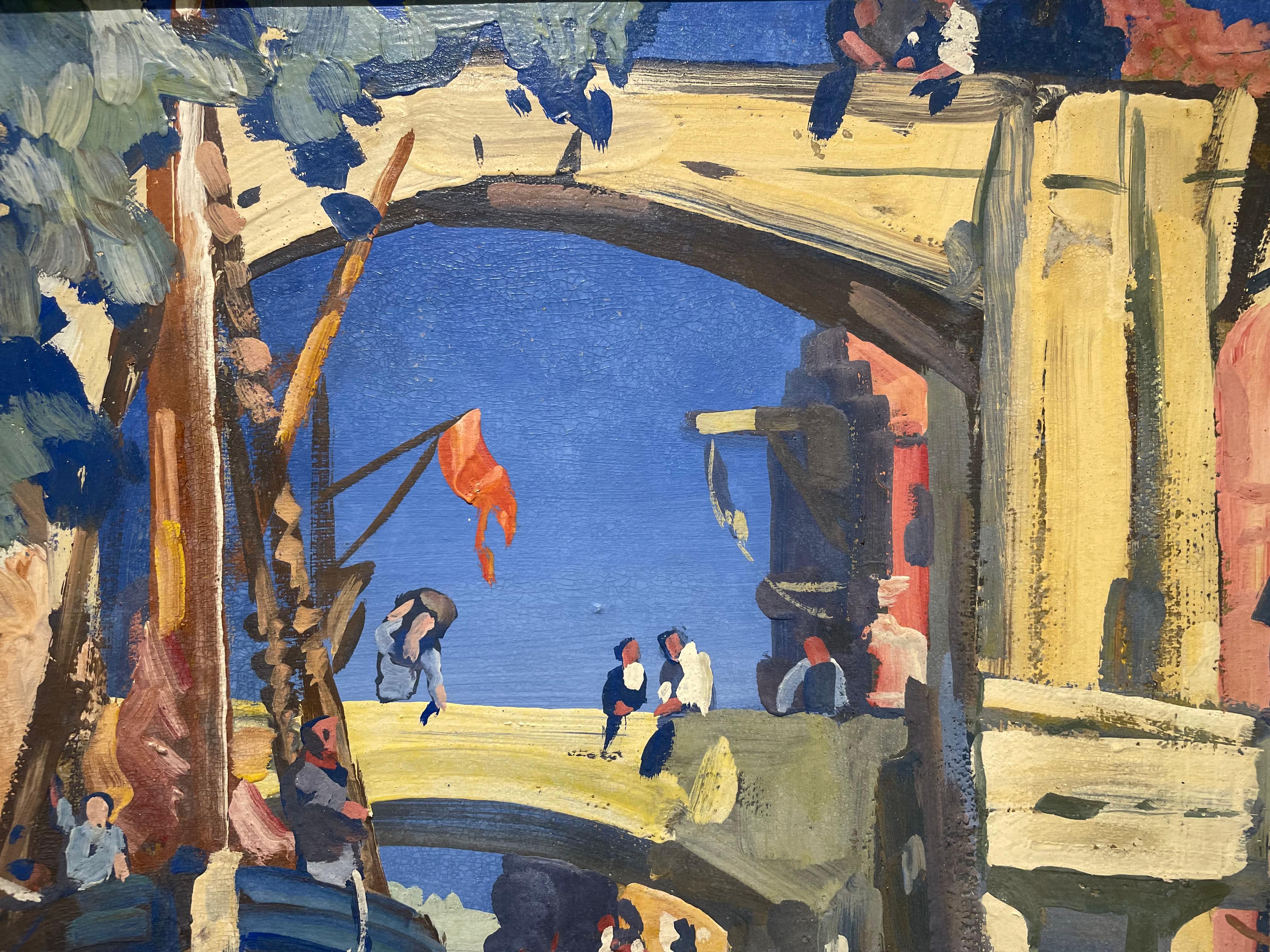 Canal de Venecia, Escena de paisaje de principios del siglo XX, Artista de la Escuela de Cleveland en venta 5