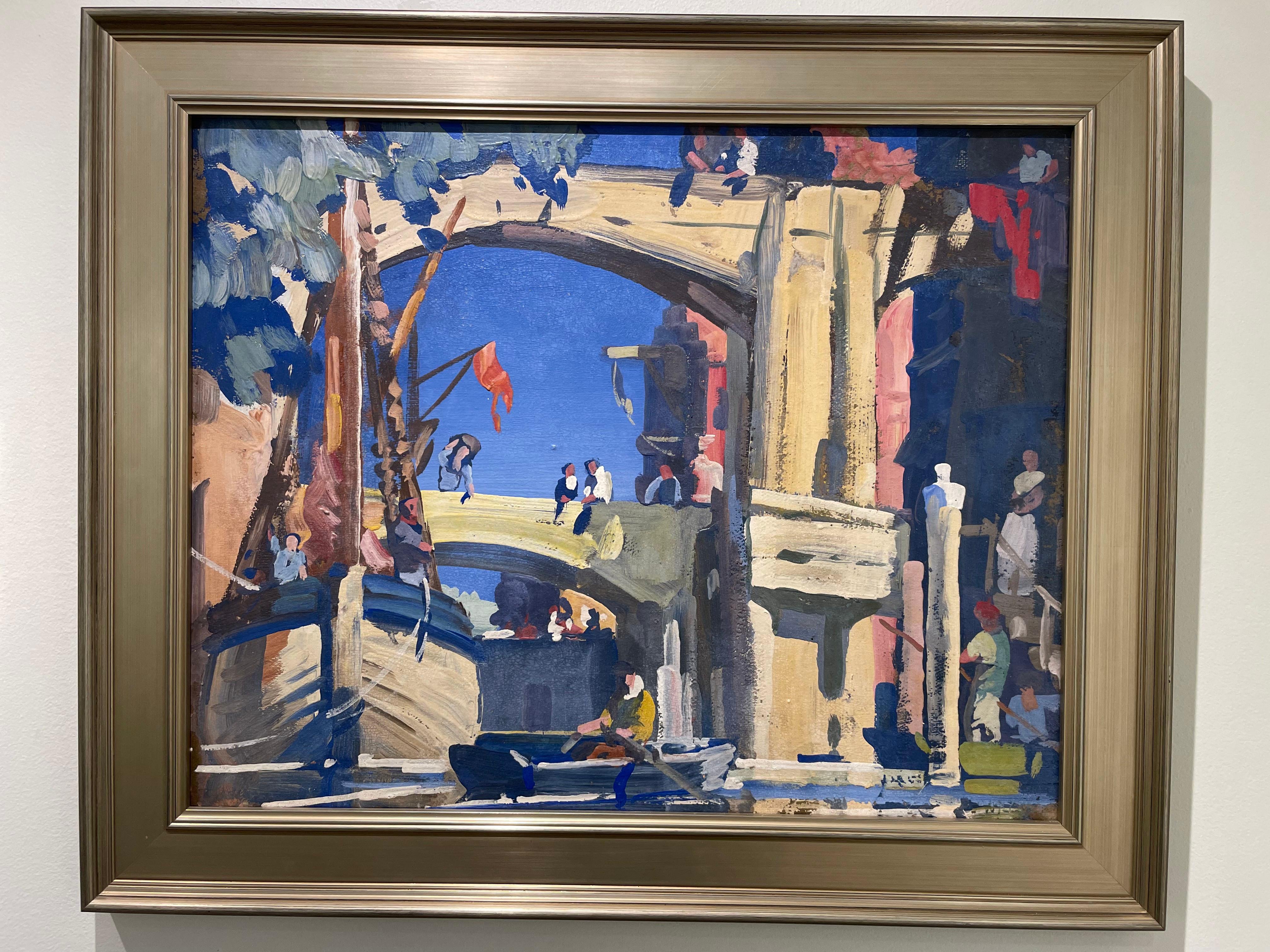 Canal de Venecia, Escena de paisaje de principios del siglo XX, Artista de la Escuela de Cleveland en venta 2