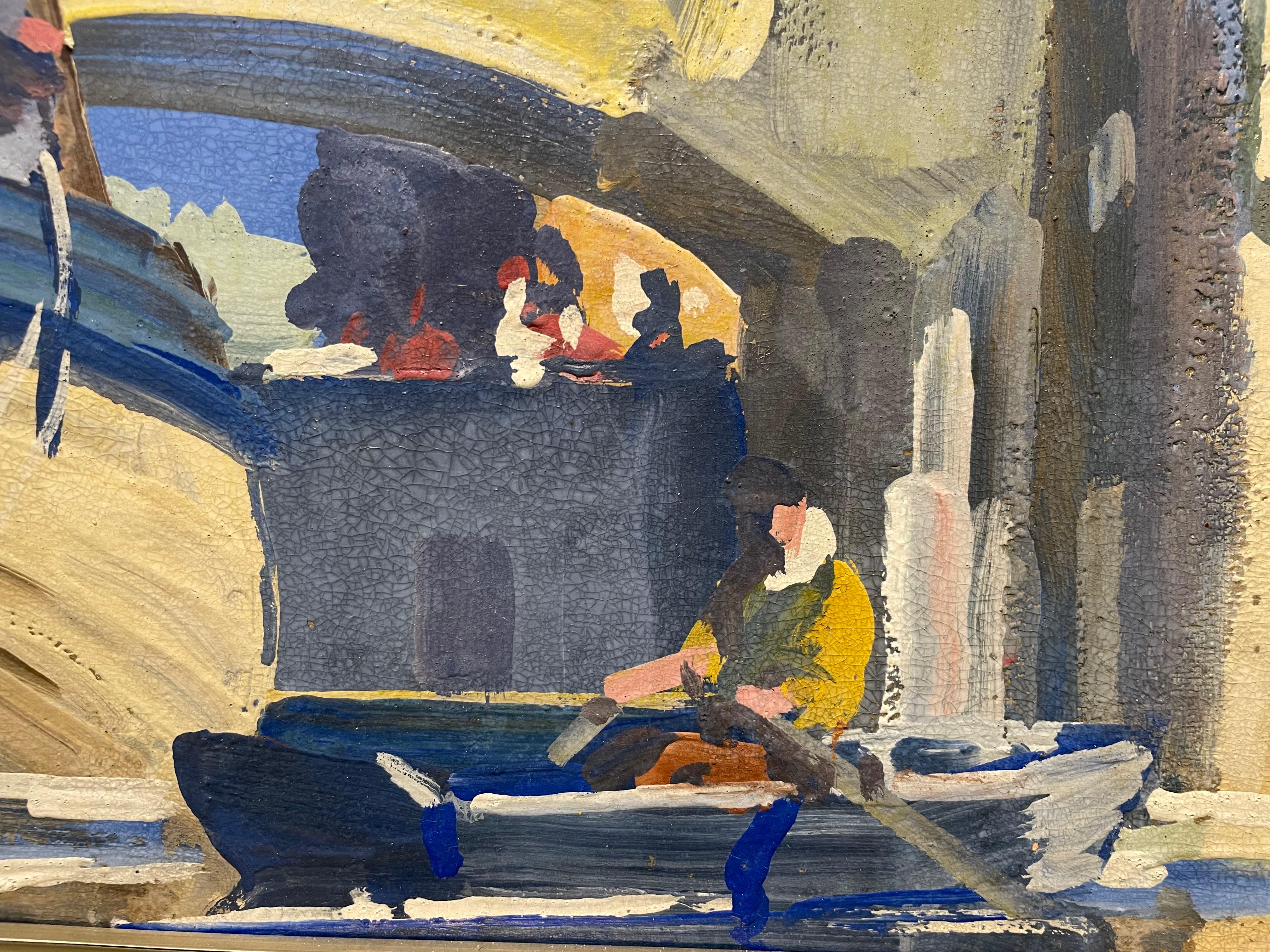 Canal de Venecia, Escena de paisaje de principios del siglo XX, Artista de la Escuela de Cleveland en venta 3