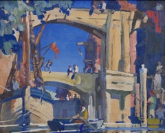 Canal vénitien, scène de paysage du début du 20e siècle, artiste de l'école de Cleveland