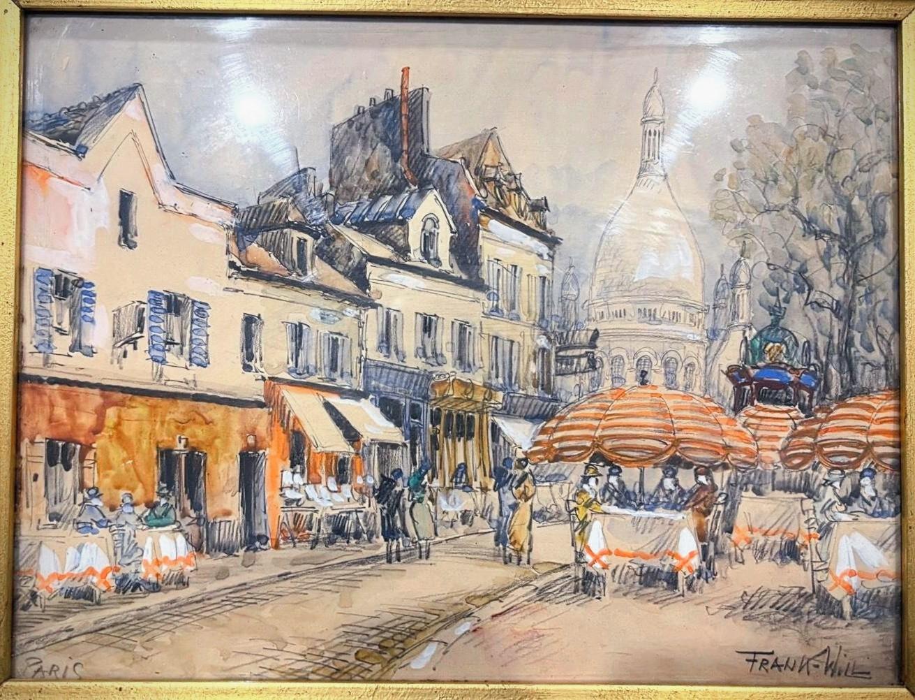 View of Montmartre, la place du tertre Paris by  Frank Will For Sale 1