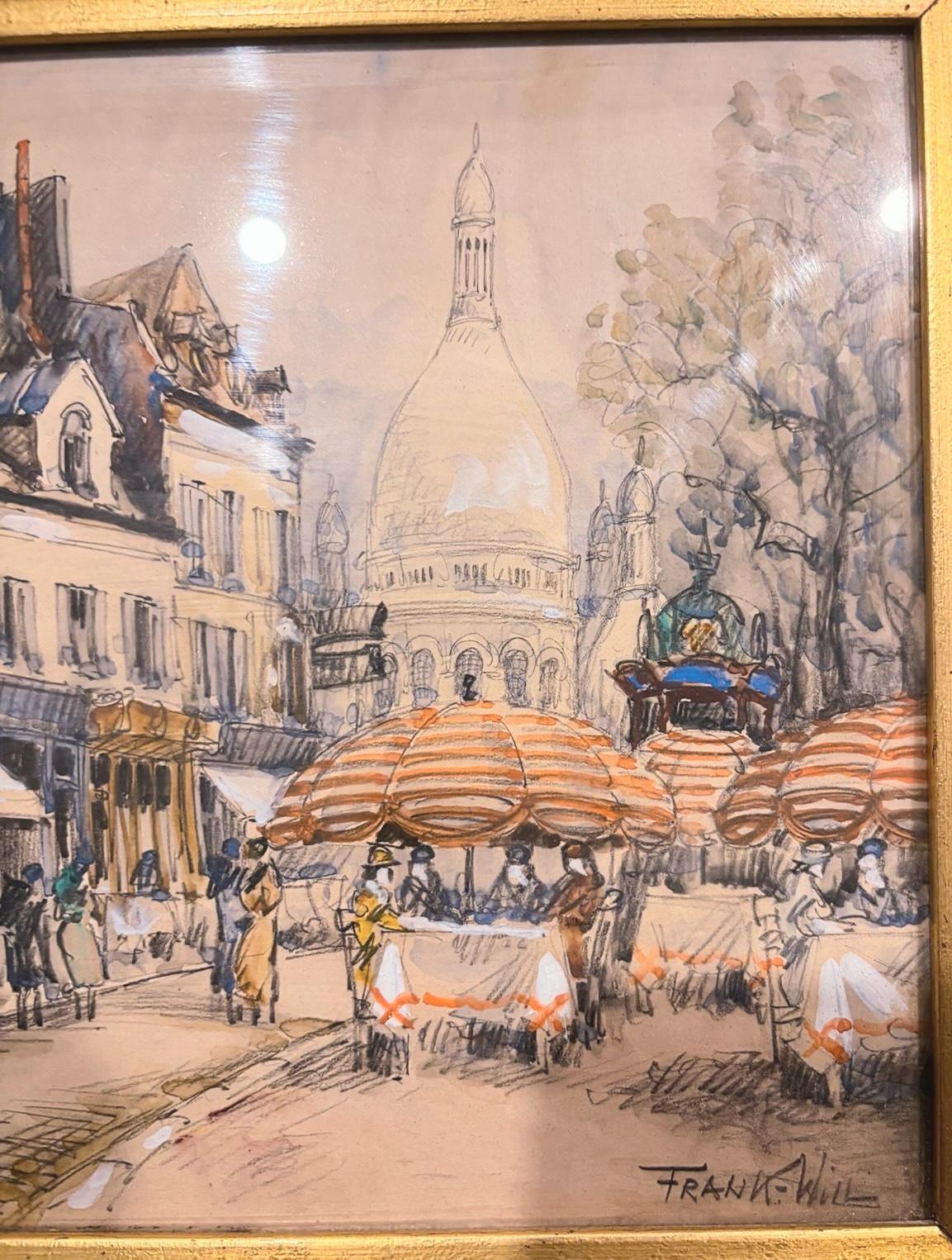 View of Montmartre, la place du tertre Paris by  Frank Will For Sale 2