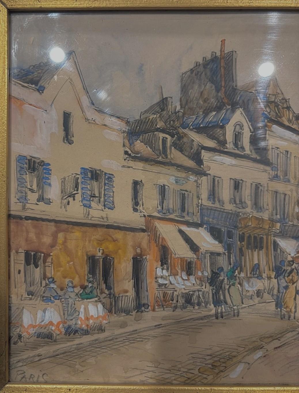 View of Montmartre, la place du tertre Paris by  Frank Will For Sale 3