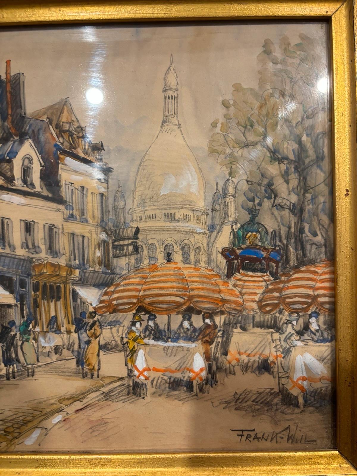 View of Montmartre, la place du tertre Paris by  Frank Will For Sale 6