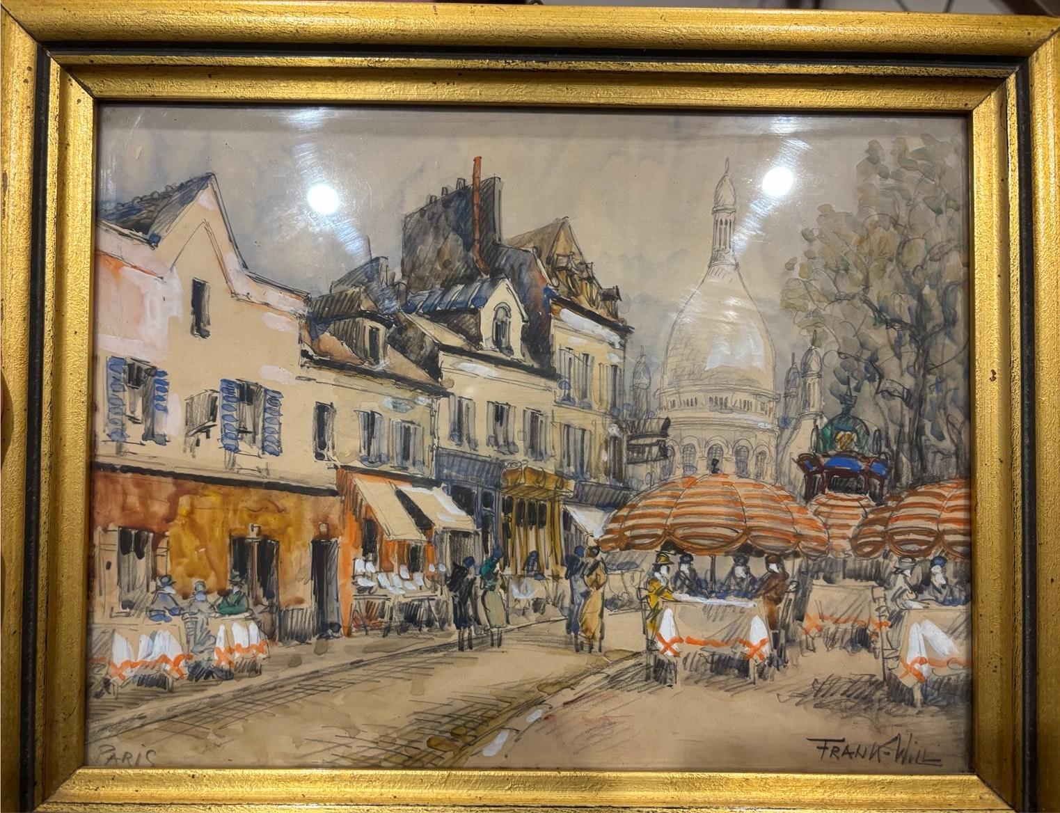 View of Montmartre, la place du tertre Paris by  Frank Will For Sale 8