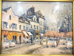 Vista de Montmartre, la place du tertre París por  Frank Will