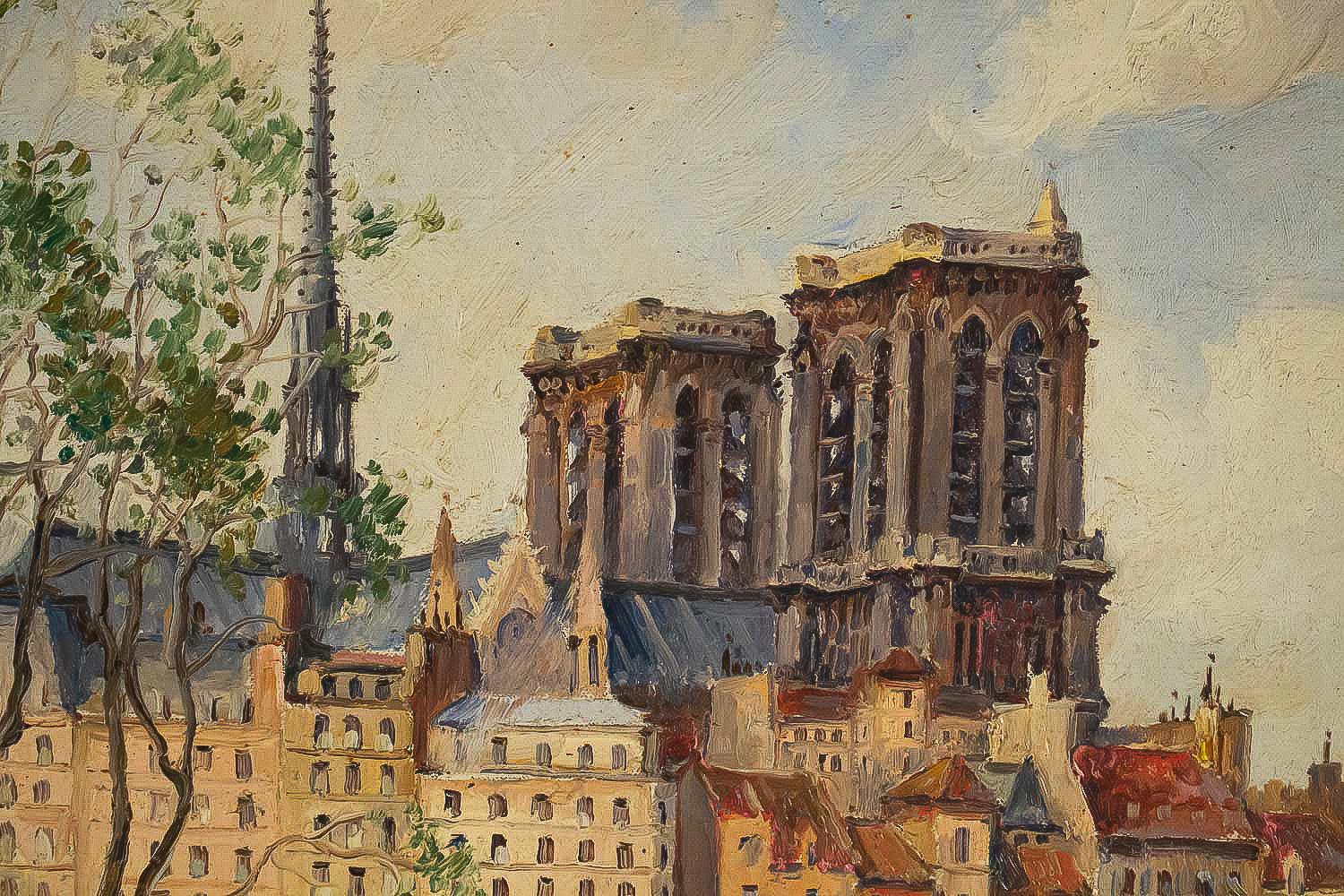 French Frank Will, Oil on Canvas, Notre-Dame de Paris, circa 1926