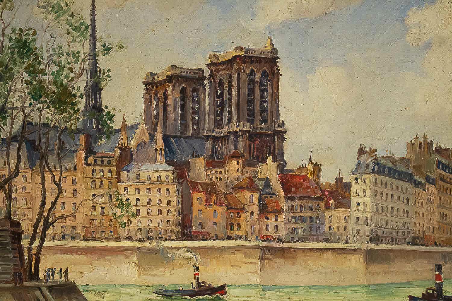 Frank Will, Oil on Canvas, Notre-Dame de Paris, circa 1926 In Good Condition In Saint Ouen, FR