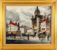 Frank Will, Oil on Canvas, View of La Rochelle La Place de la Grosse Horloge