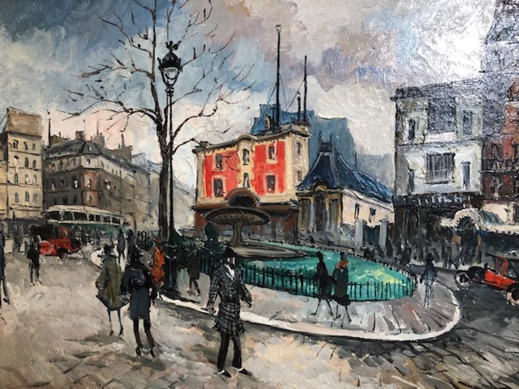 Place Pigalle - Brown Landscape Painting by Frank Will