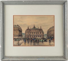 Frank Will, Watercolor, La Place de l’Opéra in Paris, circa 1930s