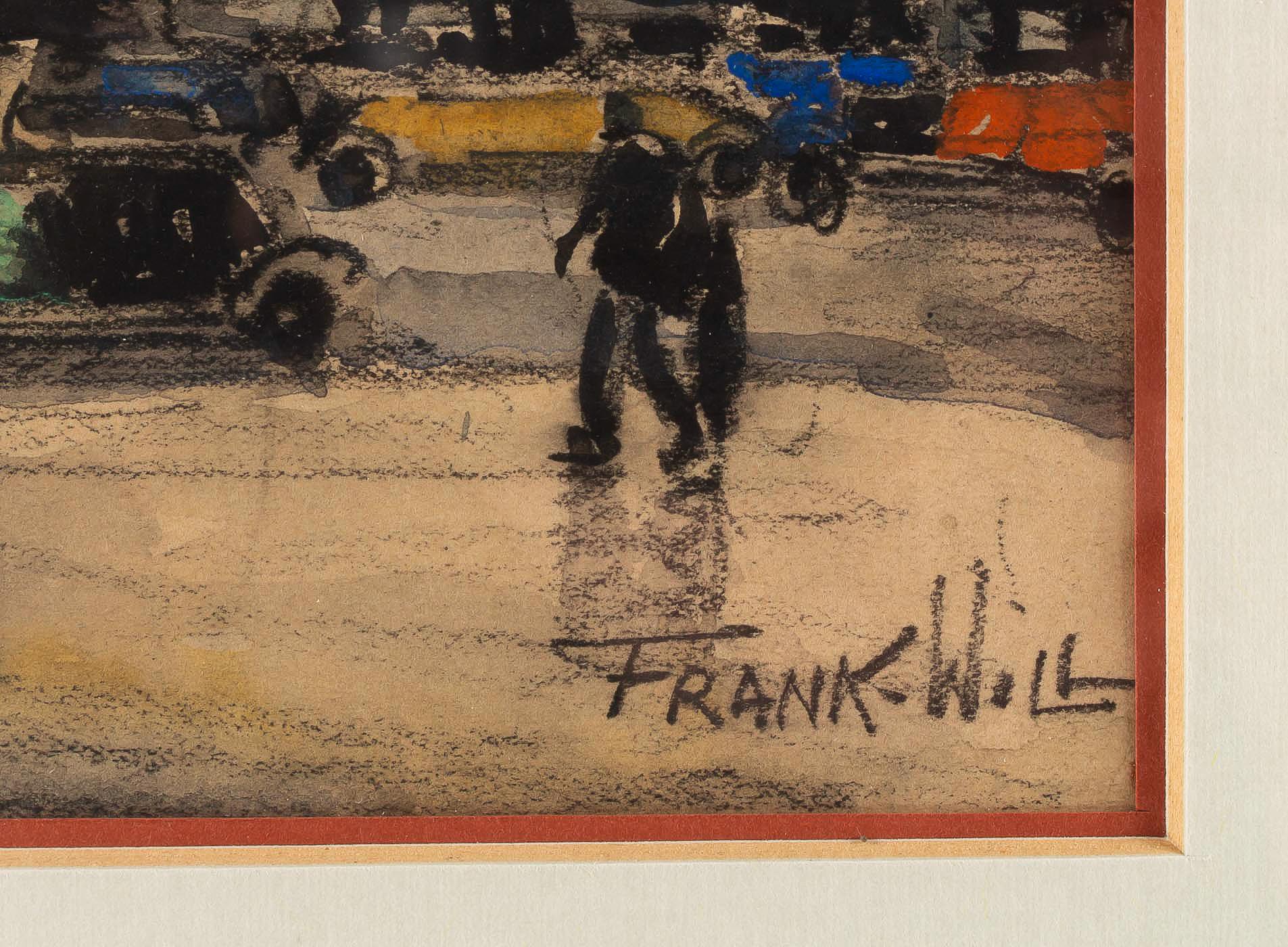 French Frank Will, Watercolor, La Place de l’Opéra in Paris, circa 1930s For Sale