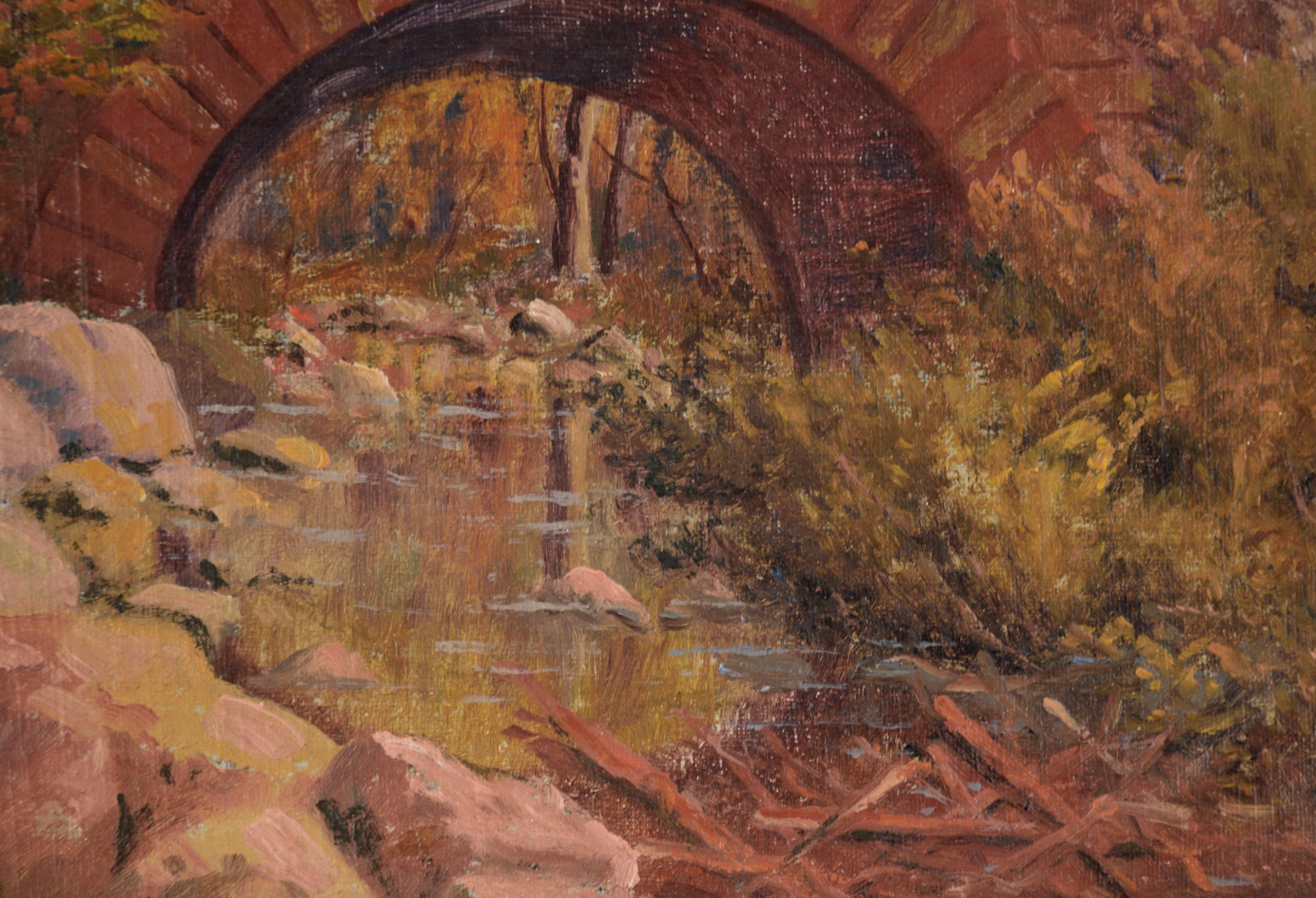 Monticello Bridge - Napa - Putah Creek Landscape by Frank Willson Judd For Sale 1