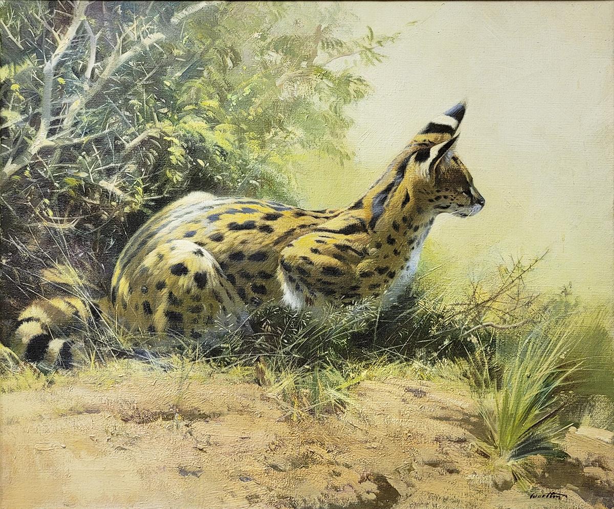 Katzenschlange im Karnevalsstil – Painting von Frank Wootton