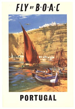 Original "Fly by BOAC, Portugal" vintage travel poster