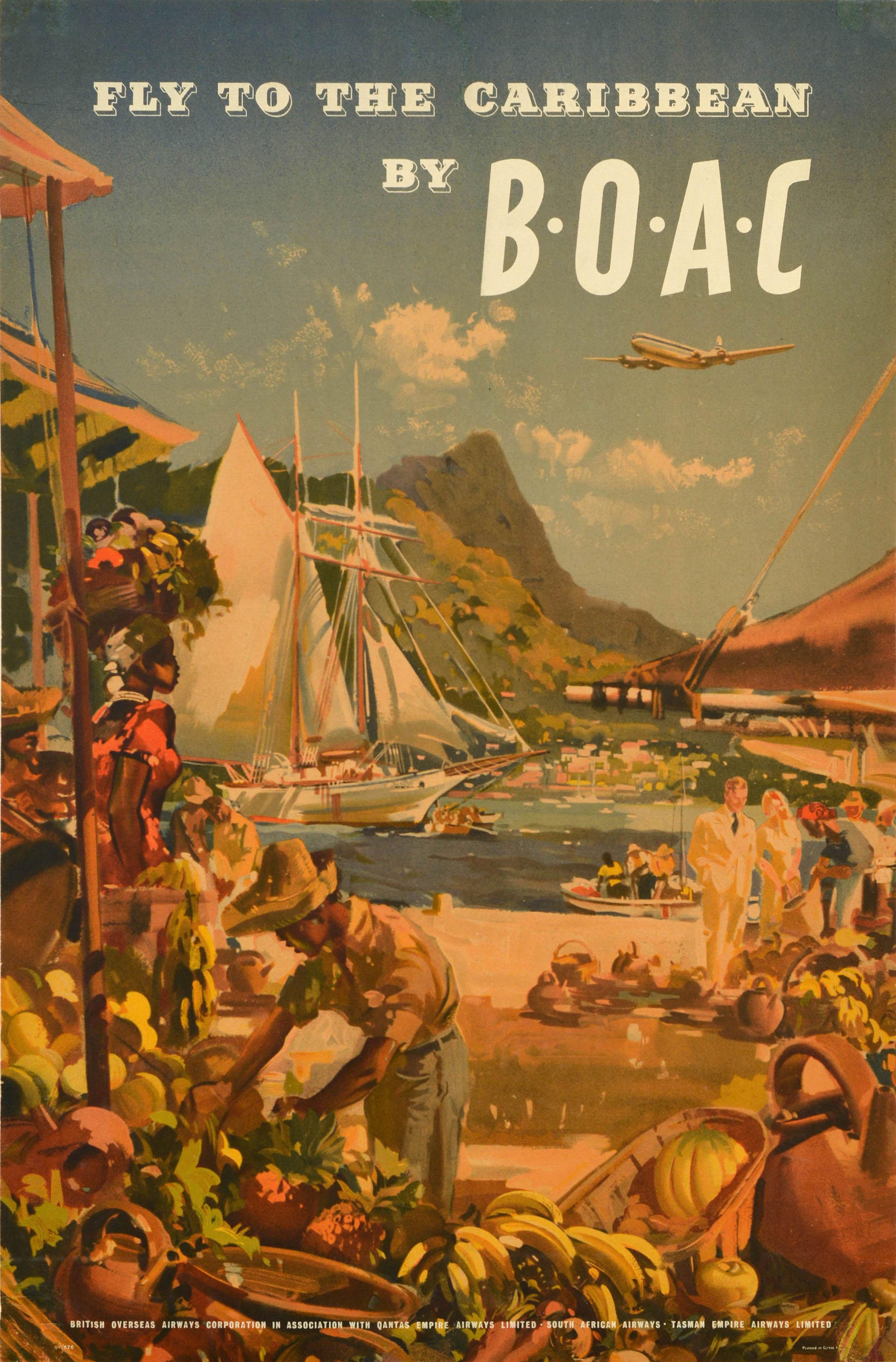 Frank Wootton Print - Original Vintage Travel Advertising Poster Fly To The Caribbean By BOAC Wootton