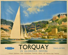 Original Vintage Travel Poster Torquay Glorious Devon British Railways Wootton