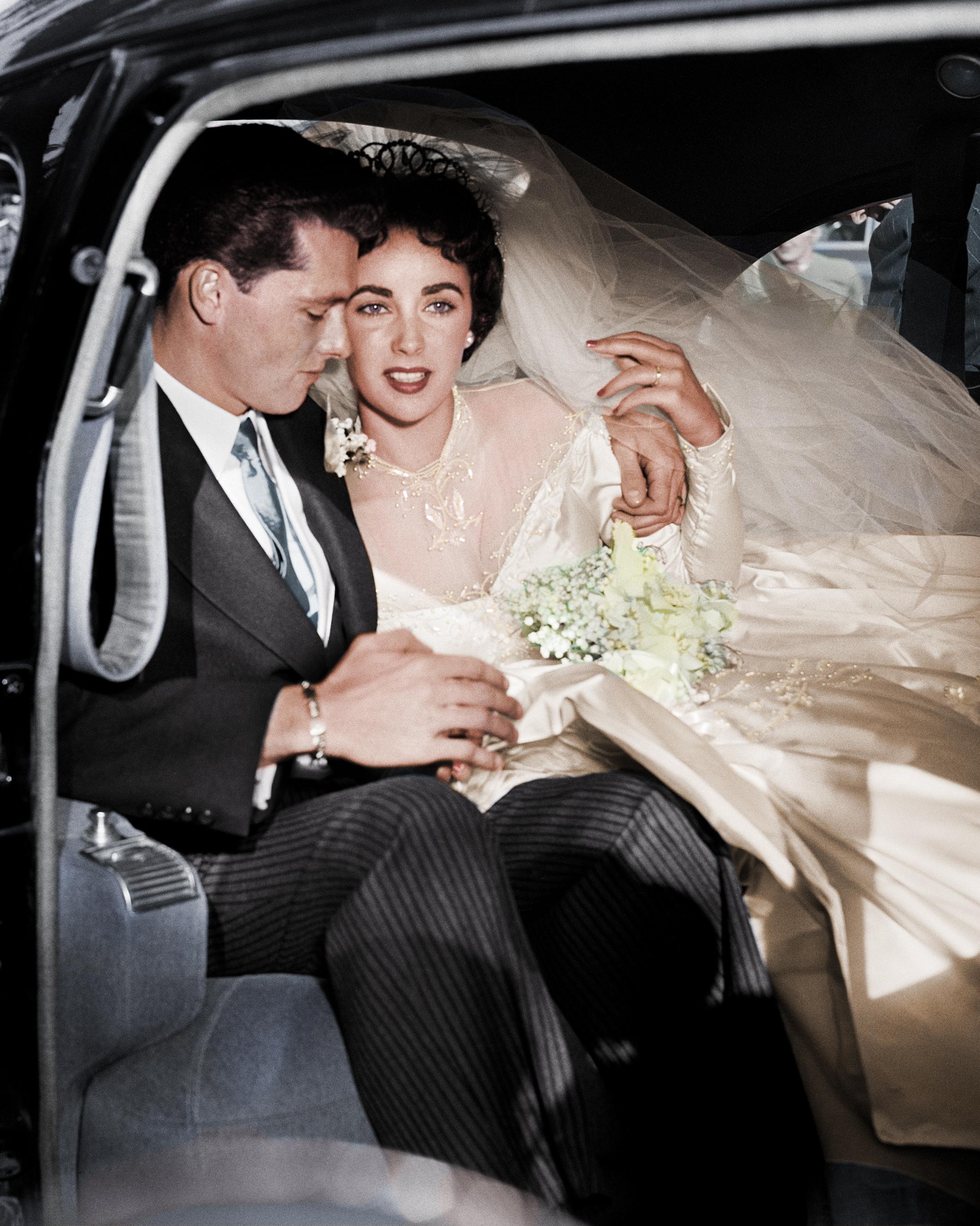 Frank Worth Color Photograph - Elizabeth Taylor and Conrad Hilton on Their Wedding Day