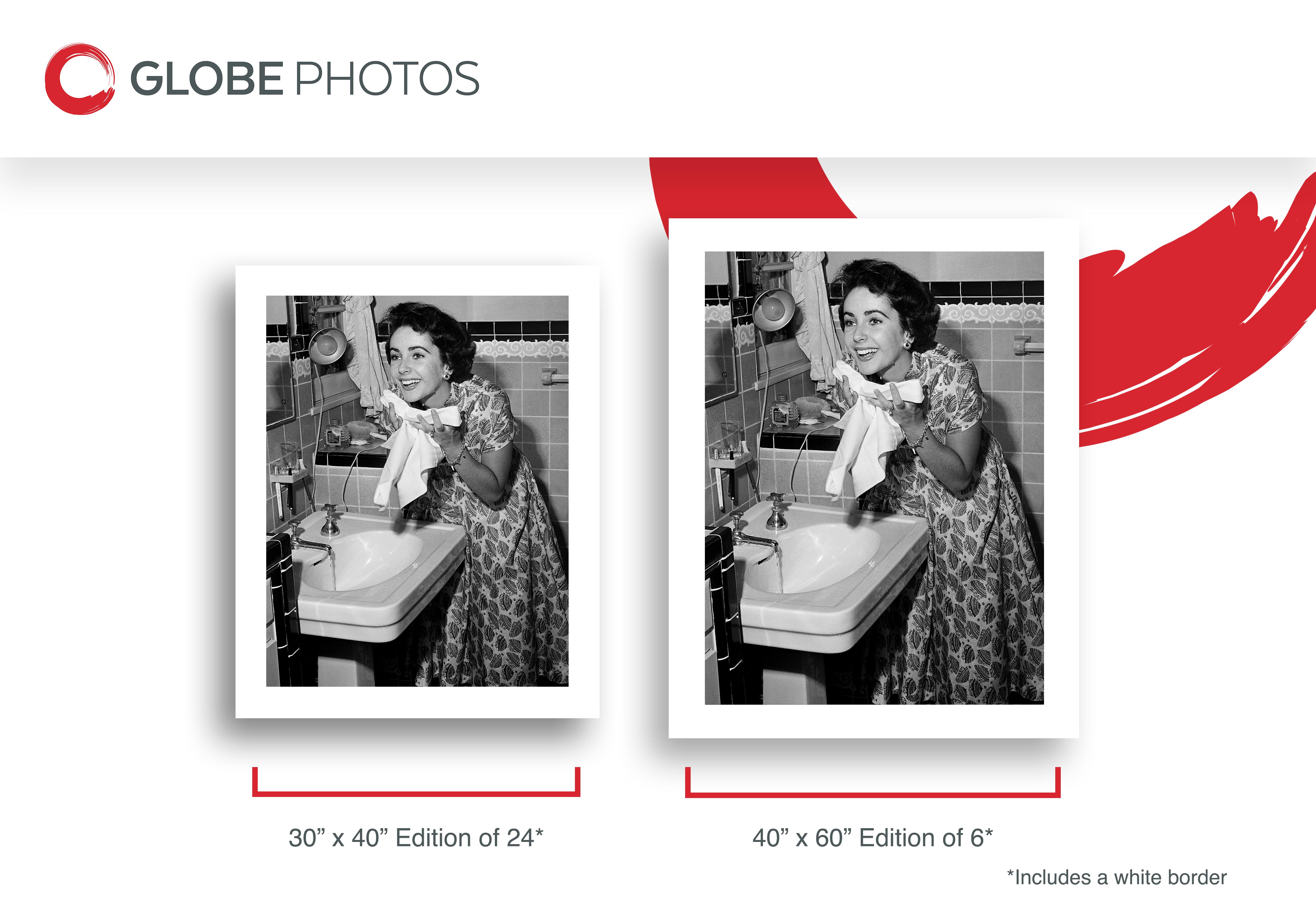 Elizabeth Taylor Washing Face - Gray Black and White Photograph by Frank Worth