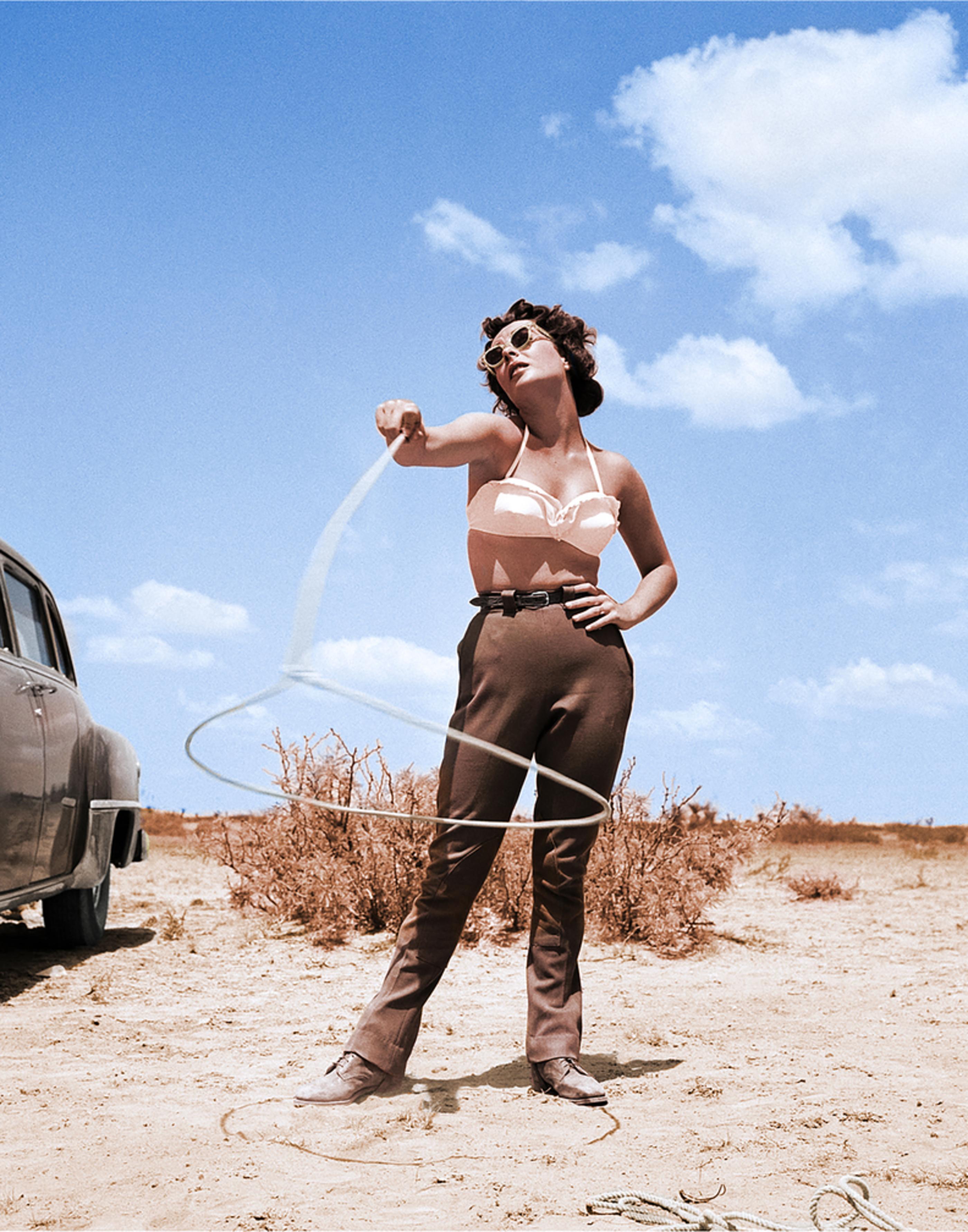 Frank Worth Color Photograph - Elizabeth Taylor with Lasso 20" x 24" Edition of 75