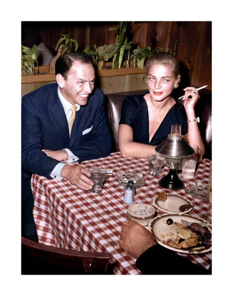 Frank Worth Color Photograph - Frank Sinatra and Lauren Bacall at Villa Capri