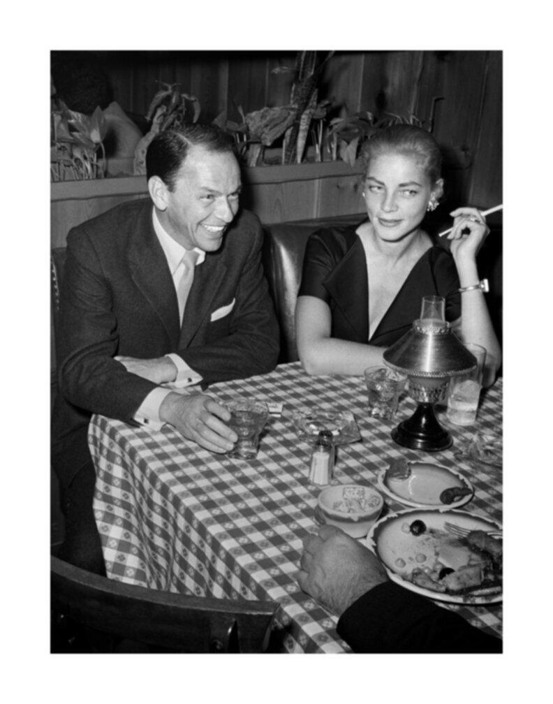Frank Worth Black and White Photograph - Frank Sinatra and Lauren Bacall at Villa Capri