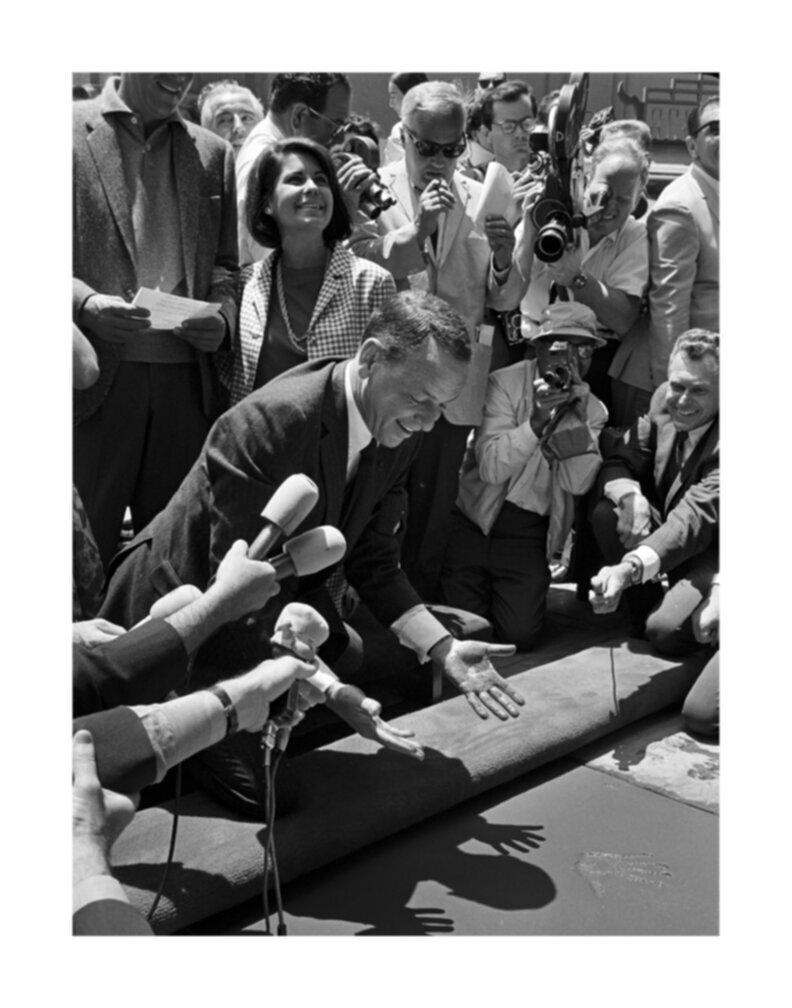Frank Worth Black and White Photograph - Frank Sinatra Hands in Cement Hollywood Blvd