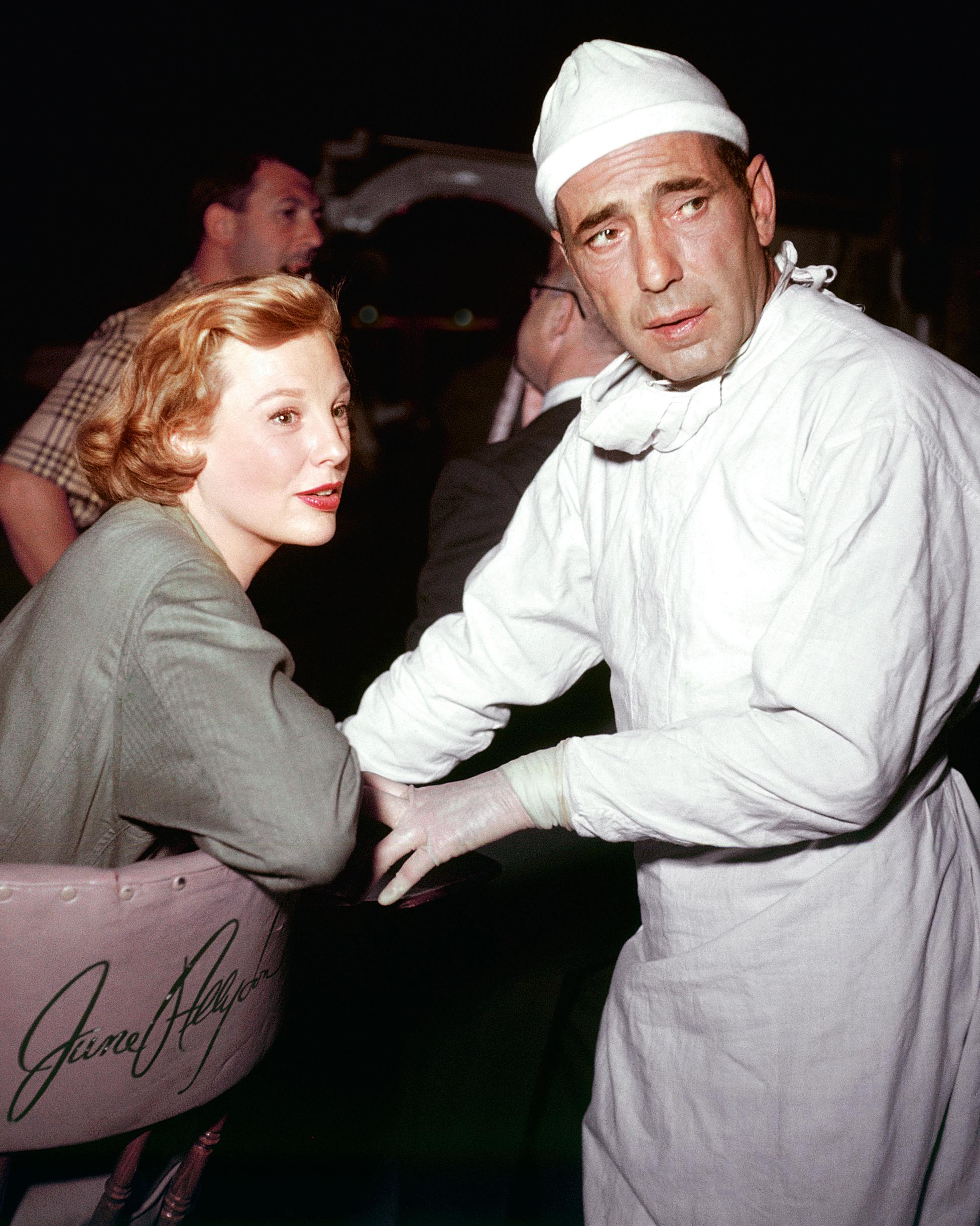 Frank Worth Black and White Photograph - Humphrey Bogart and June Allyson on Set
