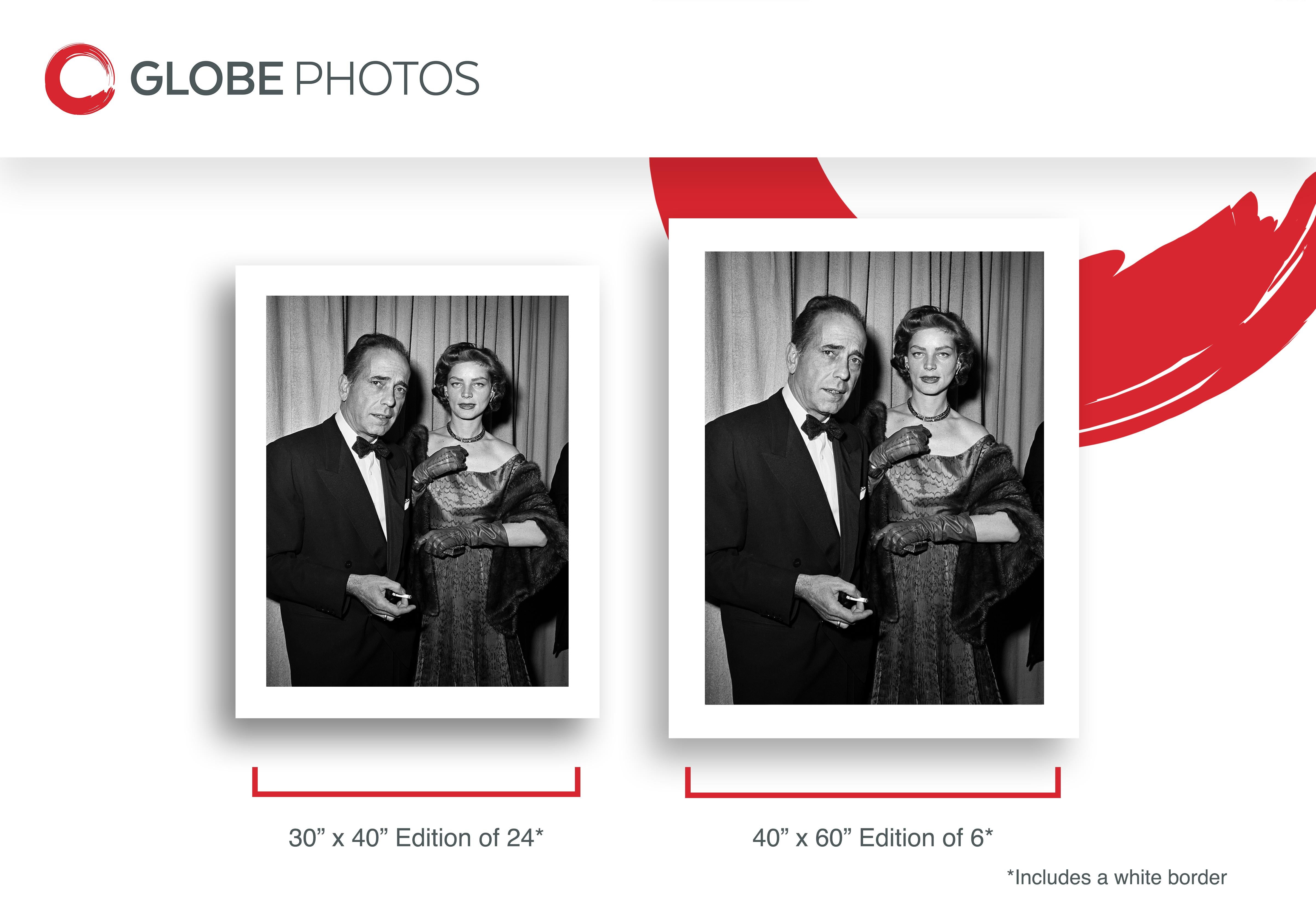Humphrey Bogart and Lauren Bacall at Oscars - Black Black and White Photograph by Frank Worth