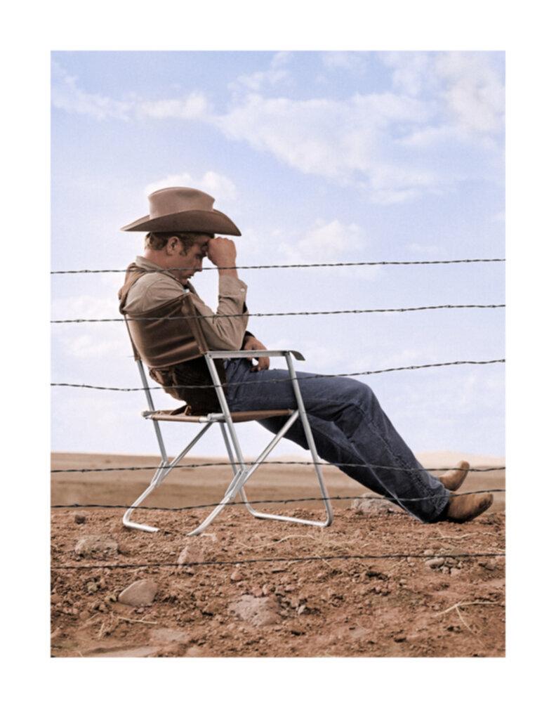 Frank Worth Color Photograph - James Dean Behind Fence in "Giant"