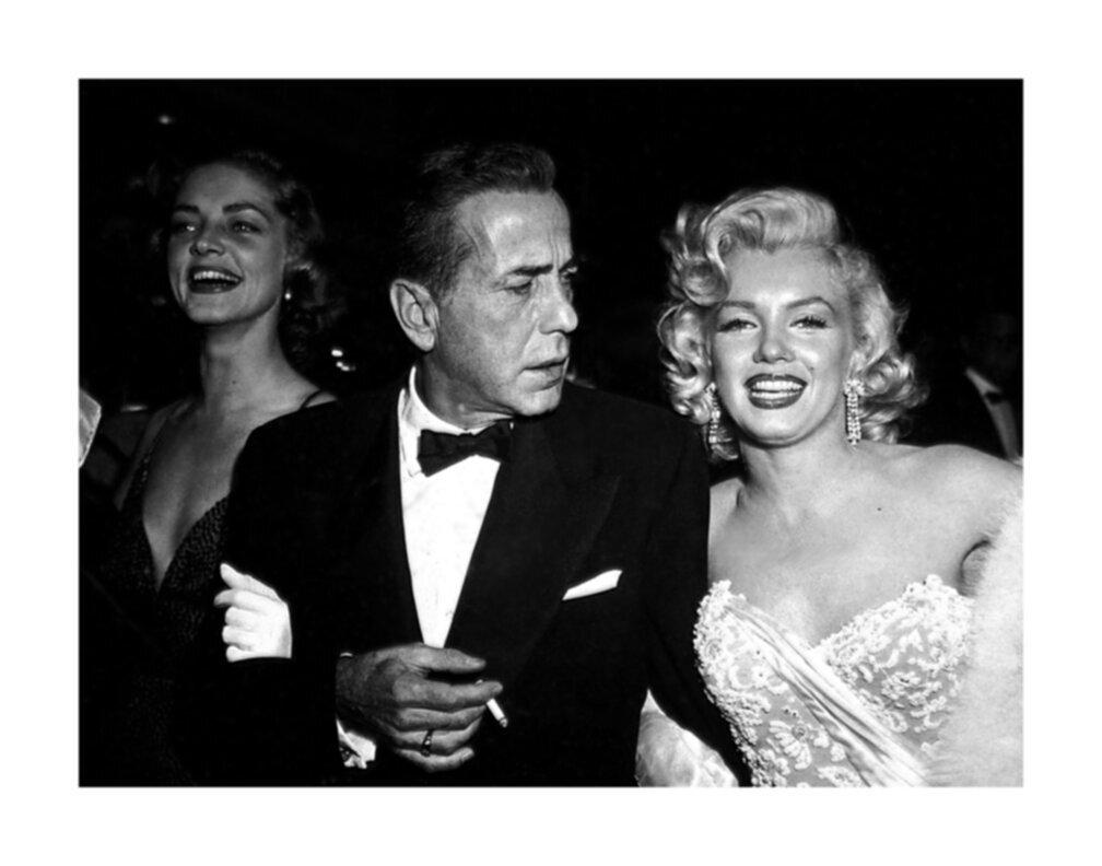 Frank Worth Black and White Photograph - Lauren Bacall, Humphrey Bogart, and Marilyn Monroe at Premiere