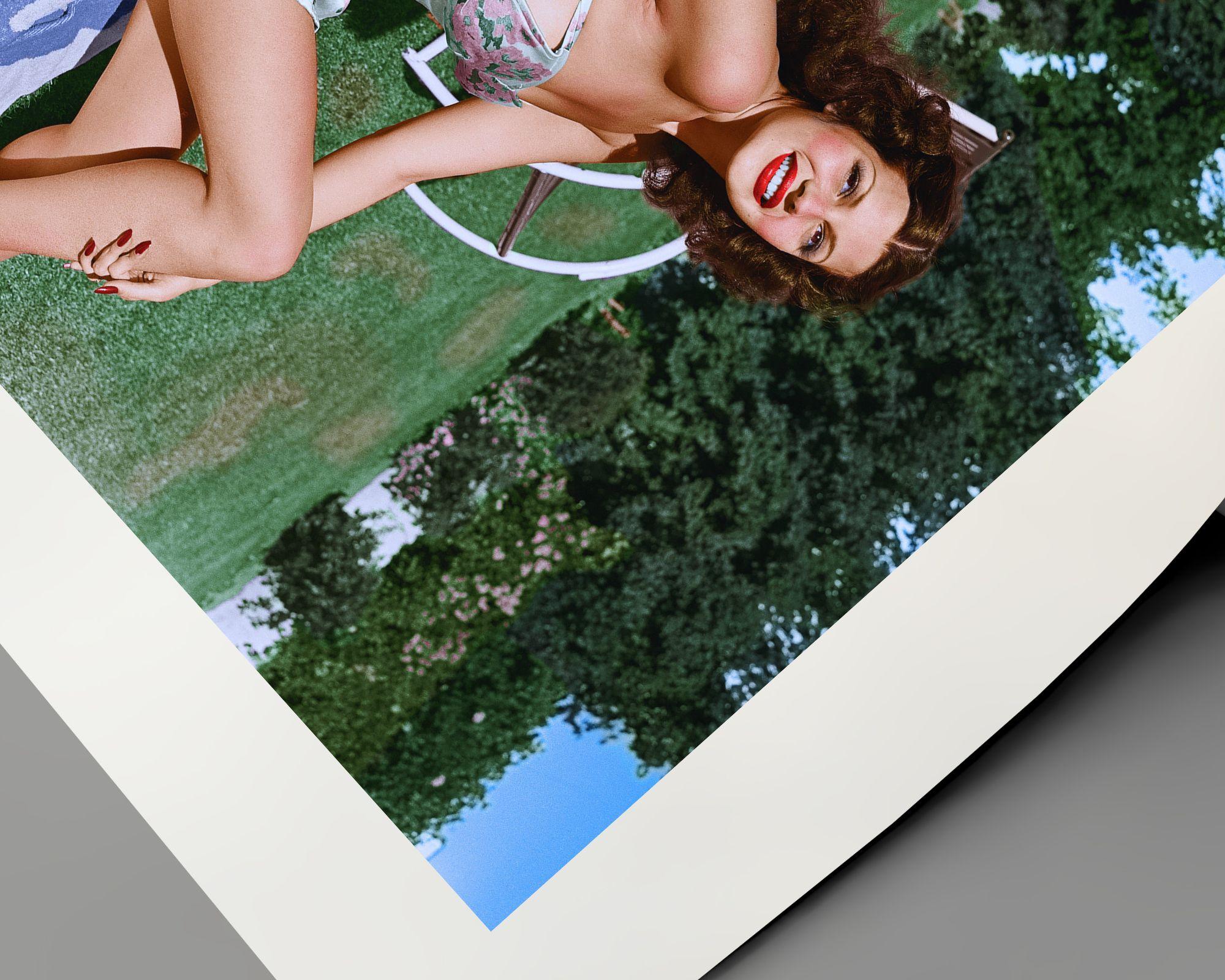 Rita Hayworth Sunbathing - Contemporary Photograph by Frank Worth