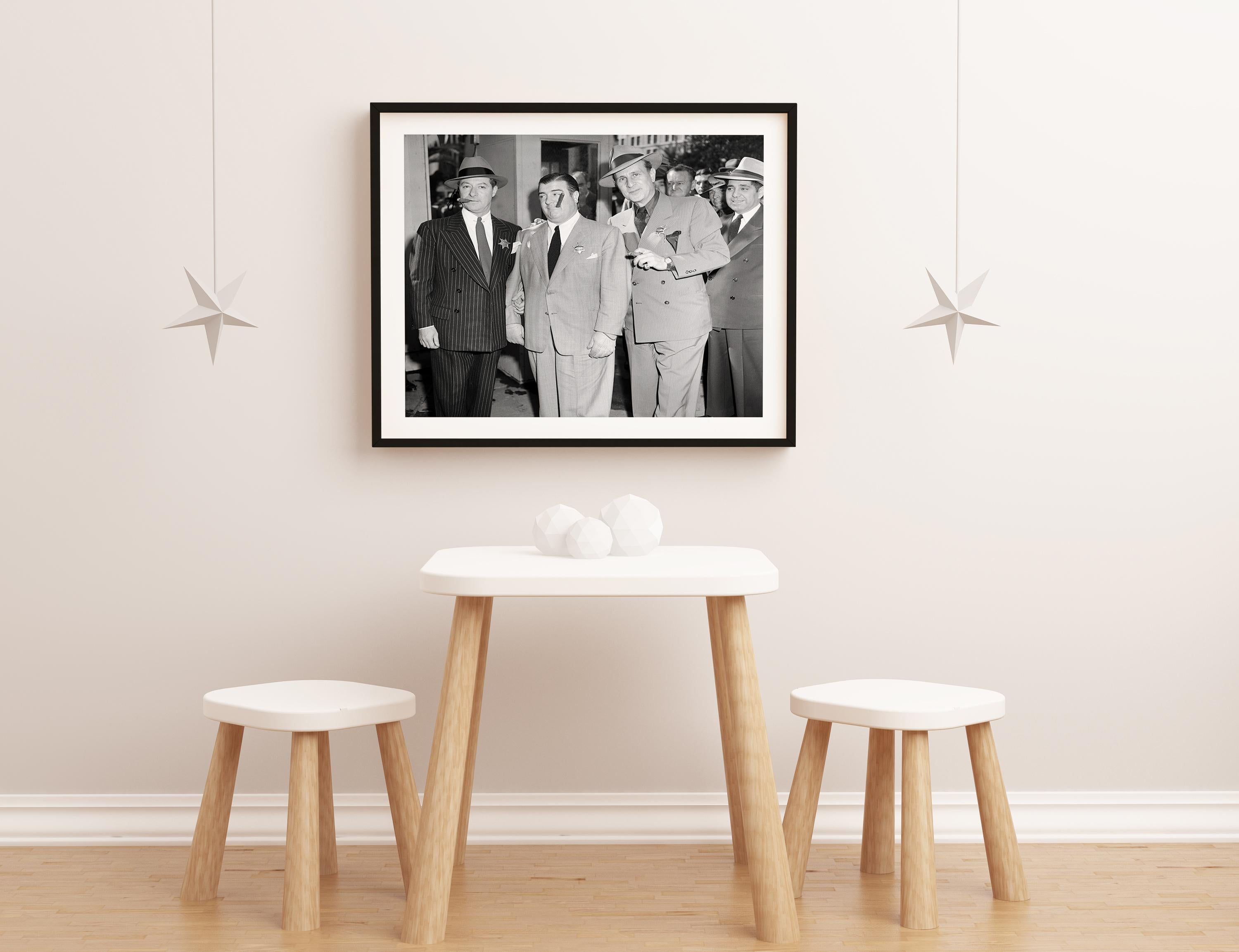 Bud Abbott, George Jessel, and Lou Costello Fine Art Print - Gray Black and White Photograph by Frank Worth