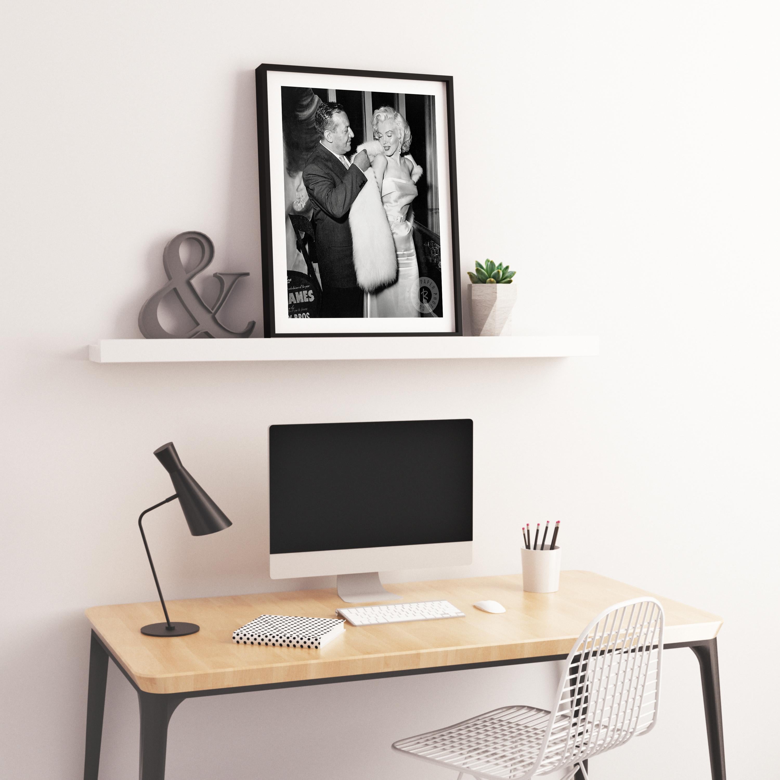 Ciro's Owner Herbert Hoover and Marilyn Monroe Fine Art Print - Black Black and White Photograph by Frank Worth