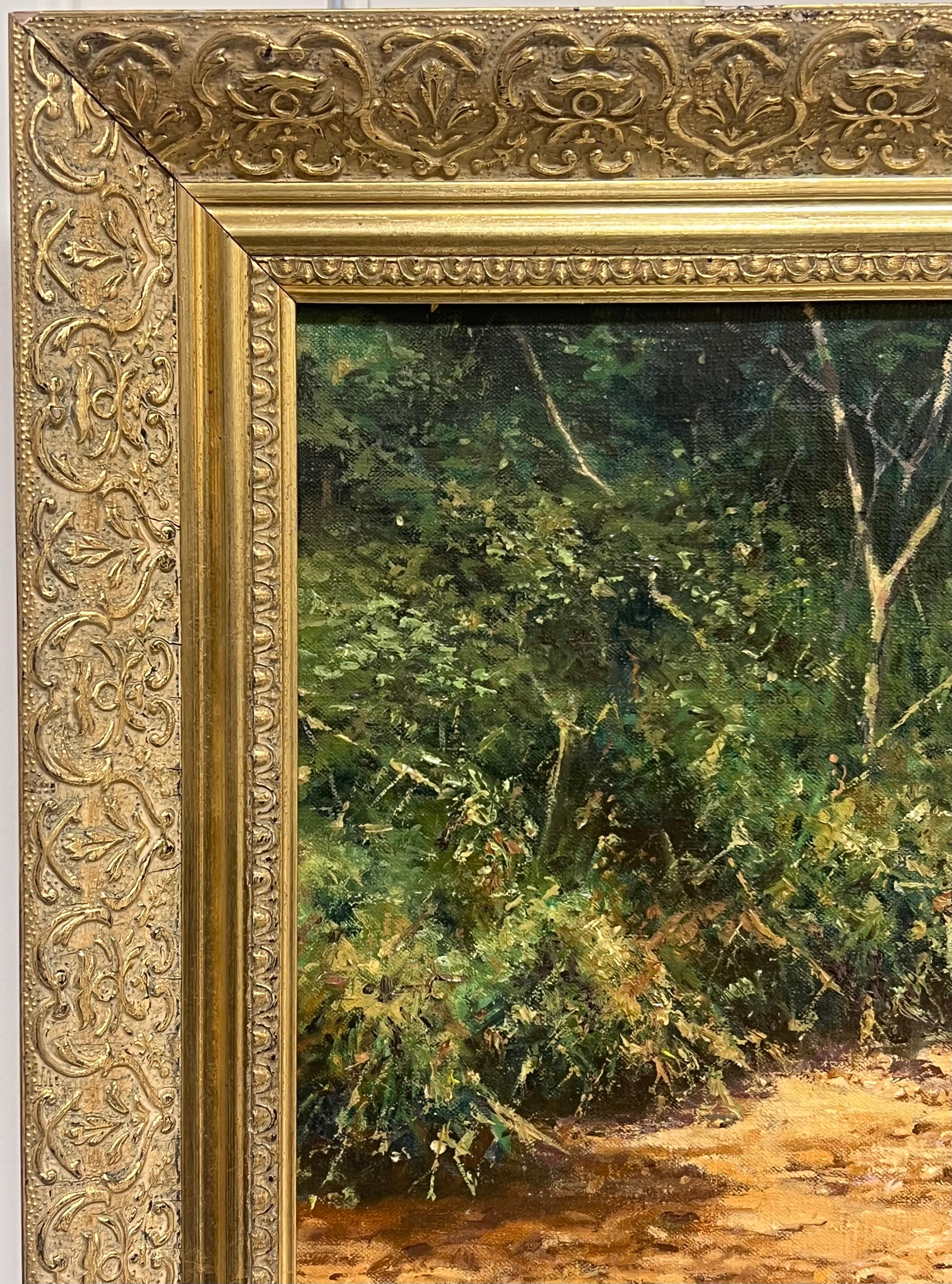 Feines englisches Ölgemälde Otter im schnell fließenden Bach Dappled Light Signiert (Braun), Animal Painting, von Frank Wright