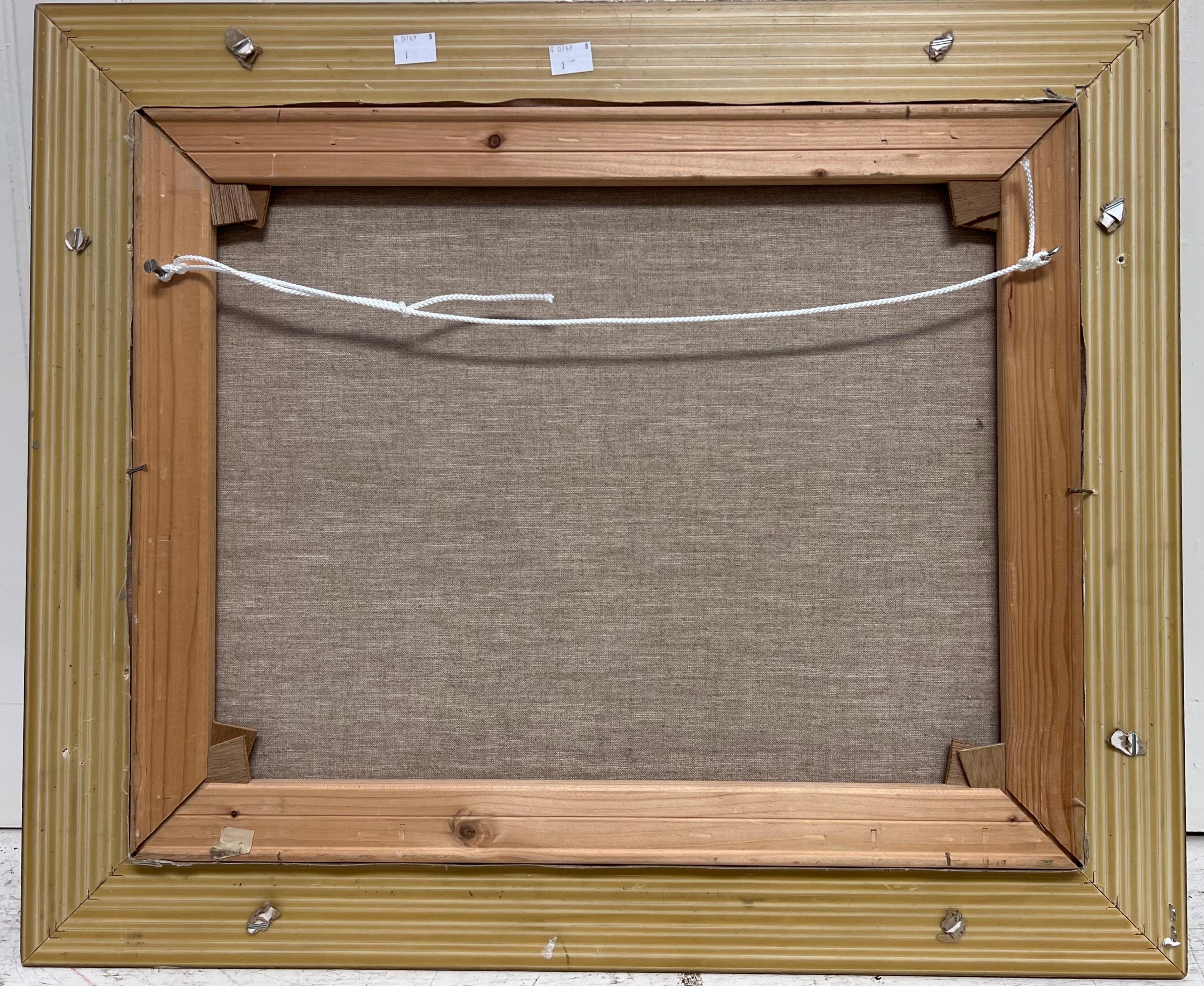 Fine English Impressionist Signed Oil Lovers on River Bank Dappled Light Fields For Sale 7