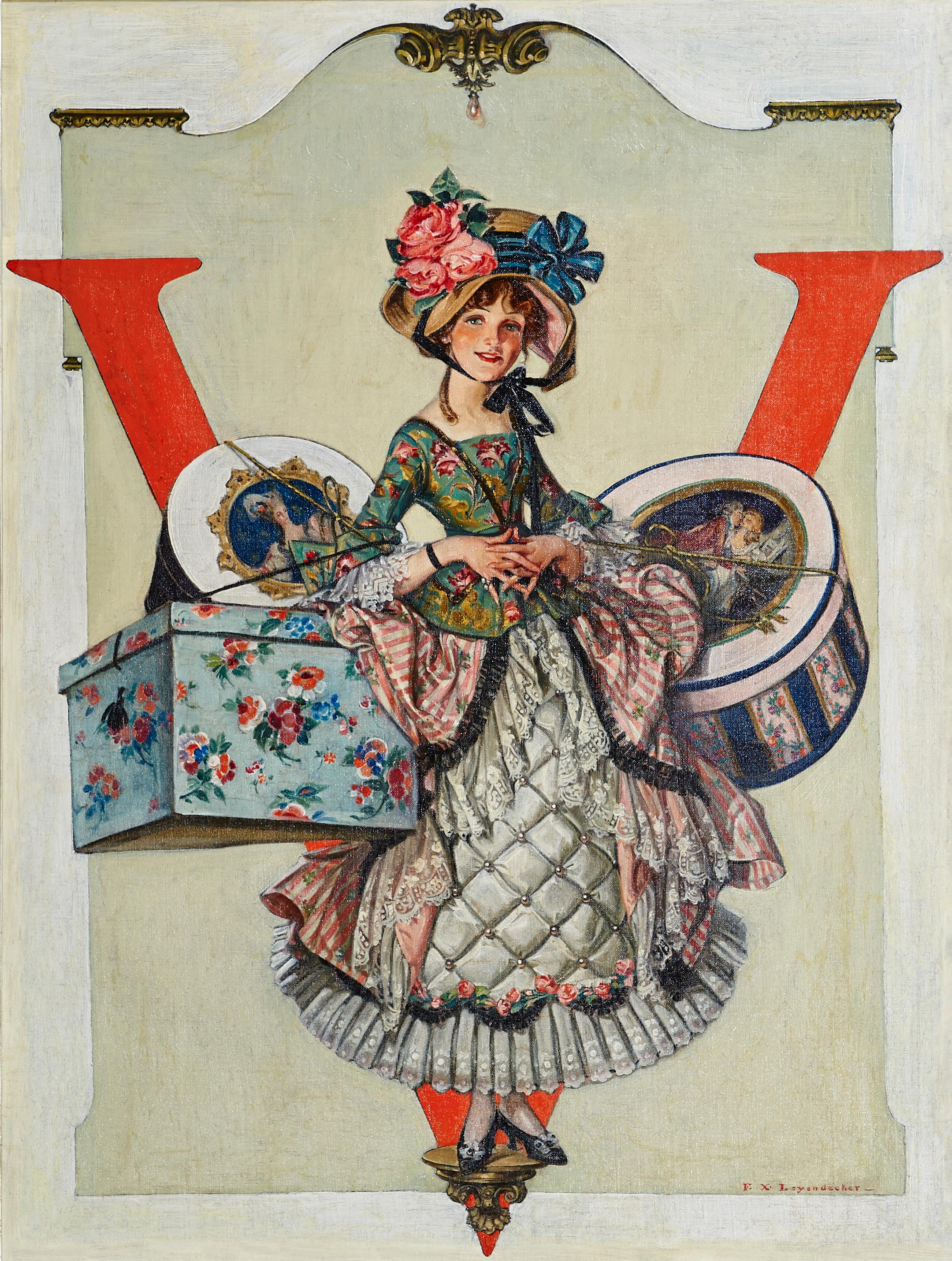 Frank Xavier Leyendecker Figurative Painting - Millinery Number, Vogue Magazine Cover