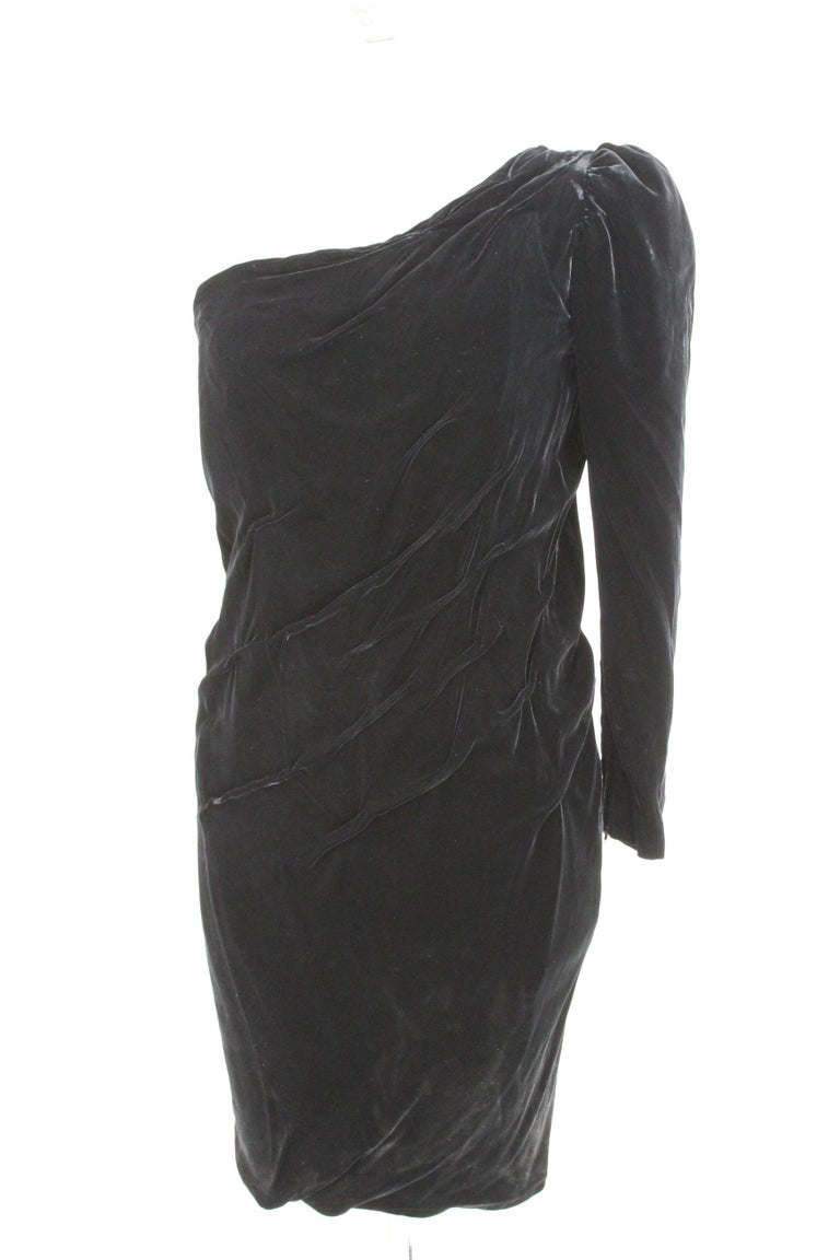 Women's Franka Black Velvet Short Cocktail Evening Sheath Dress  For Sale
