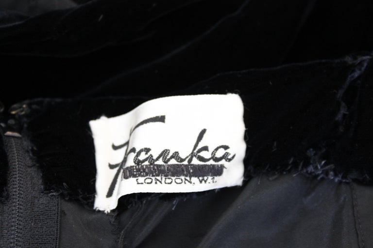 Franka Black Velvet Short Cocktail Evening Sheath Dress  For Sale 2