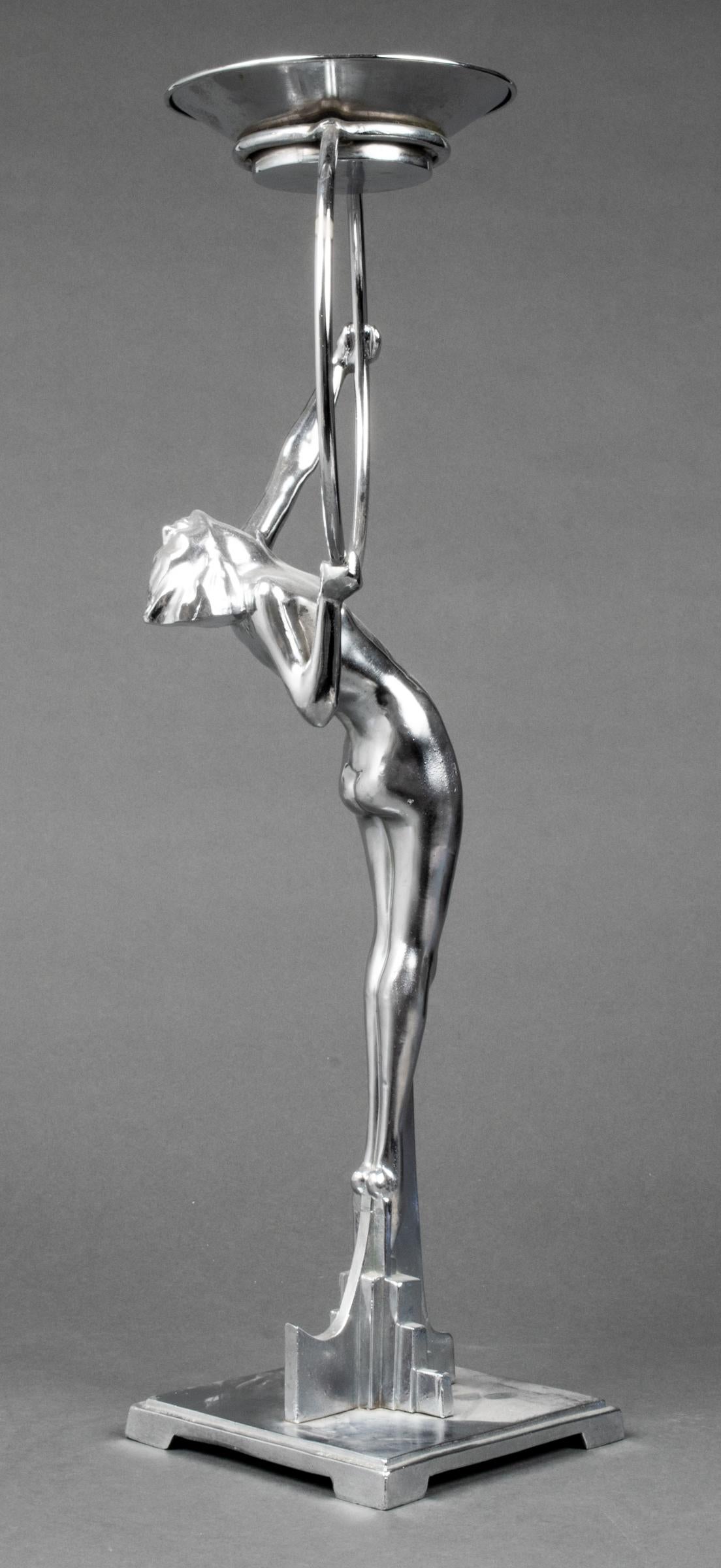 American Frankart Art Deco Cast Metal Figural Card Holder Stand