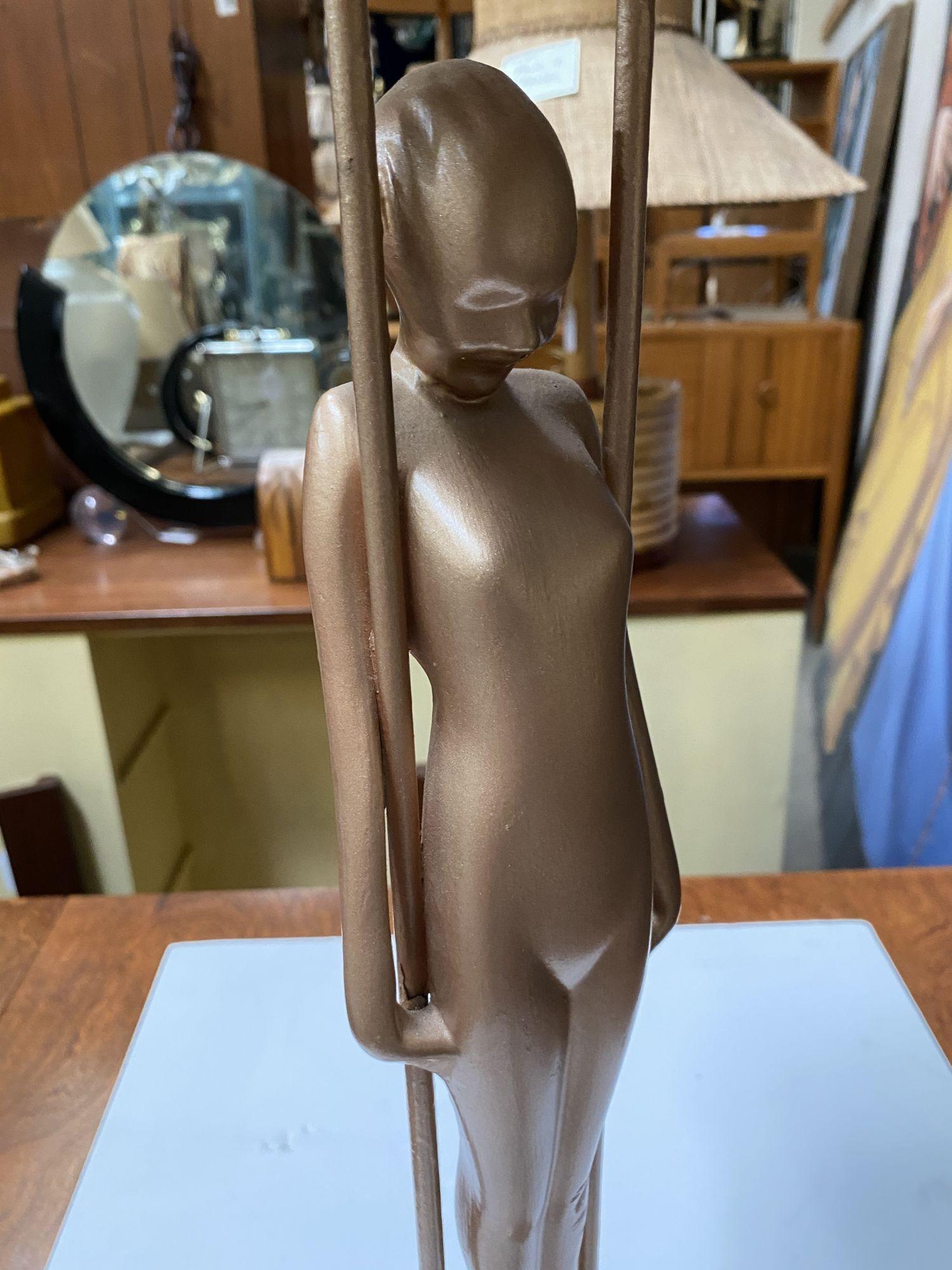 Frankart Copper-Tone Nude “Sarcophagus Girl“ Figural Cocktail Smoker For Sale 7