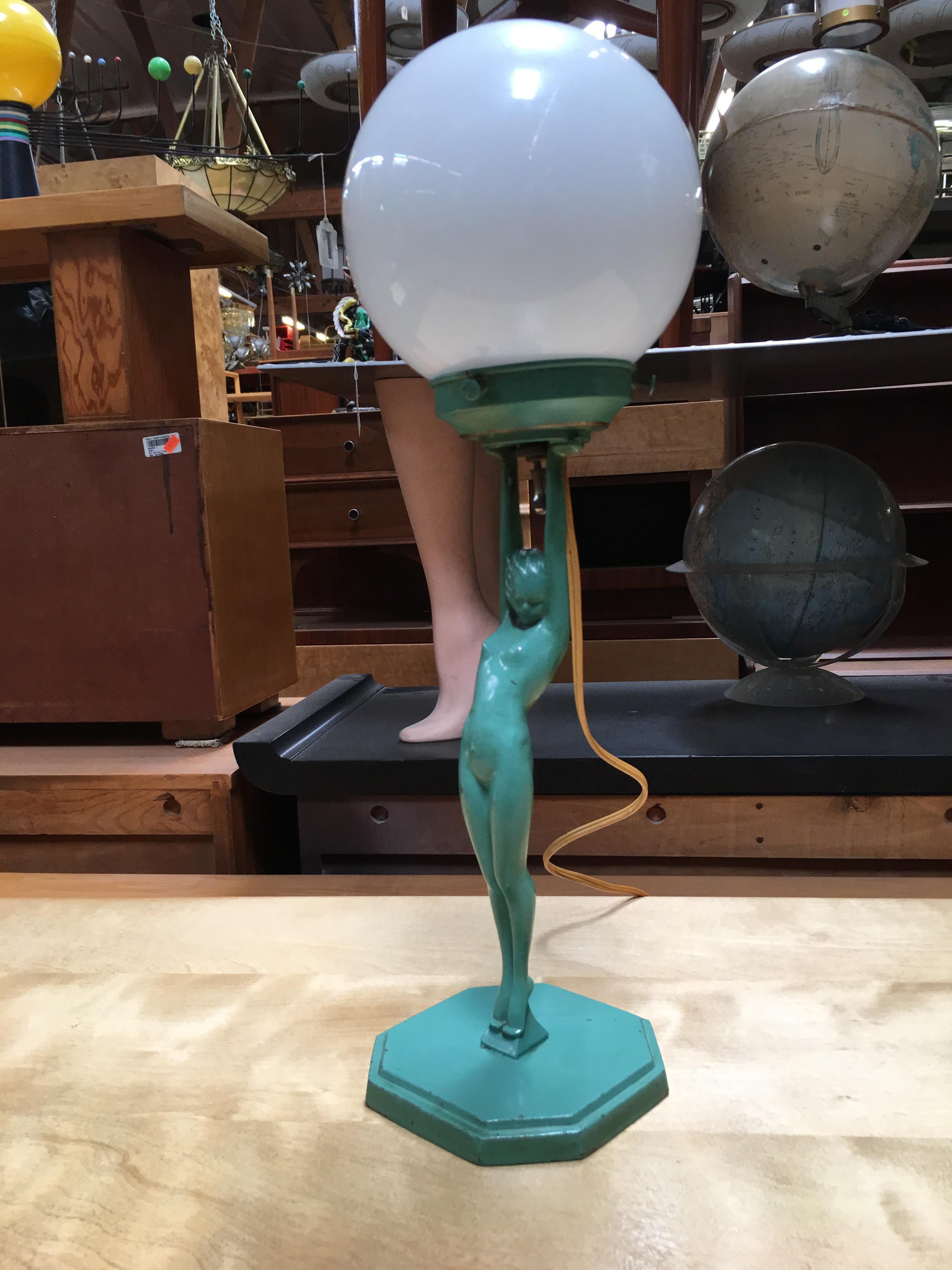 Mid-Century Modern Frankart L210 Nude Sculptural Table Lamp with Stepped Shade