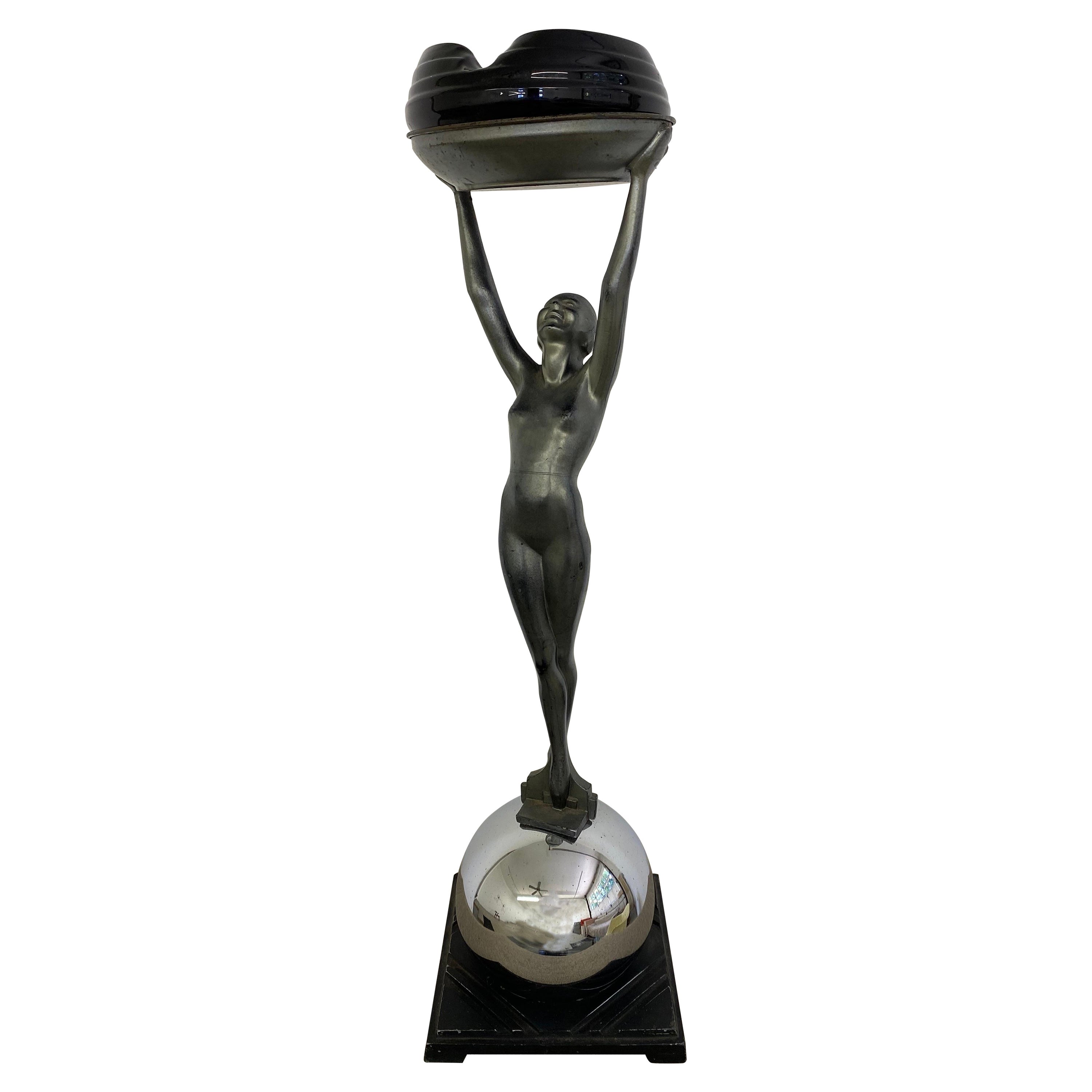 Frankart Lady on Chrome Ball Smoking Stand Model T330