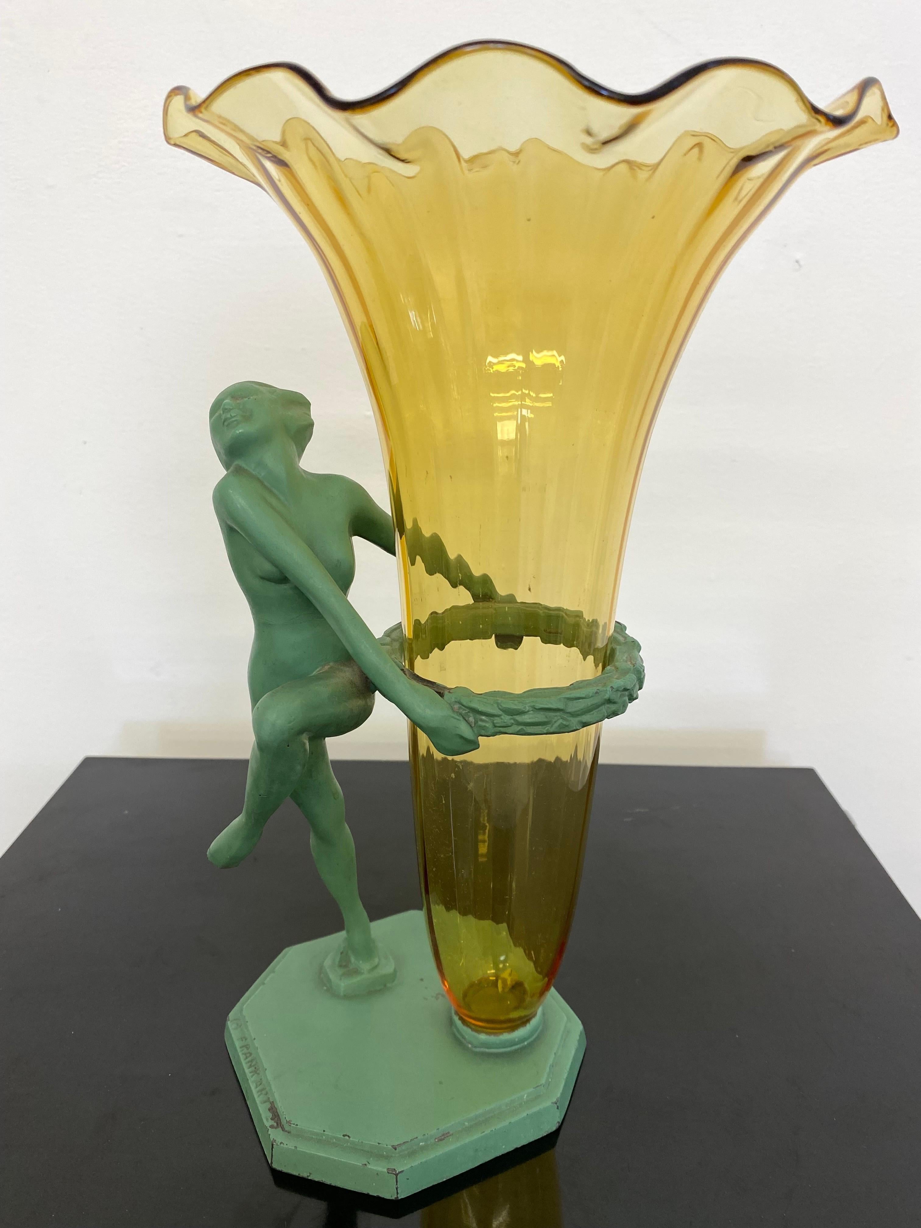 Frankart Lady Vase with Steuben Glass Model F612 2