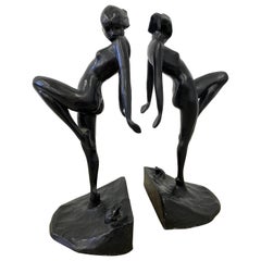 Frankart Standing Ladies Frog Bookends Model B401