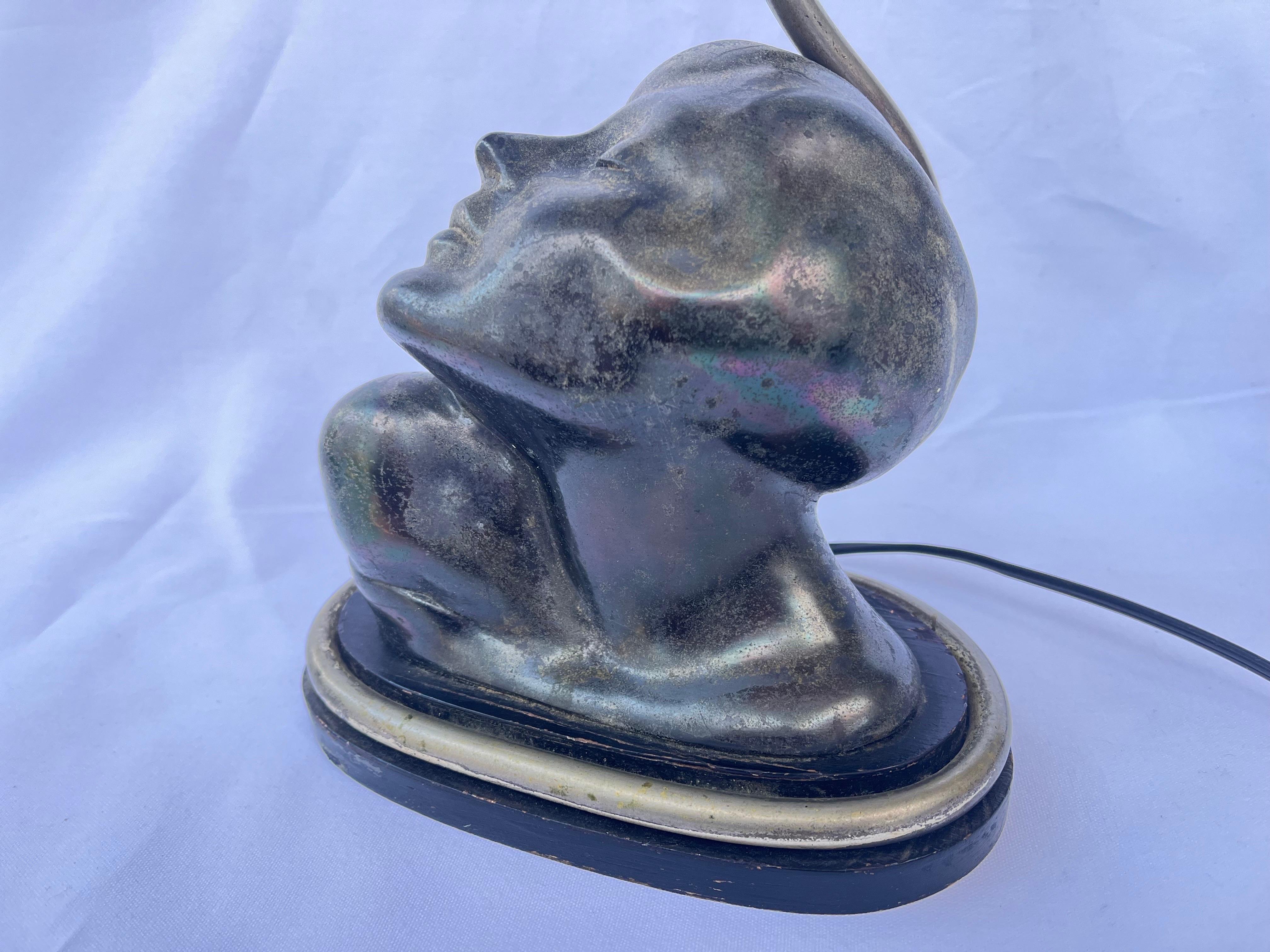 Frankart Style Art Deco Early 20th Century American Flapper Girl Table Lamp 1