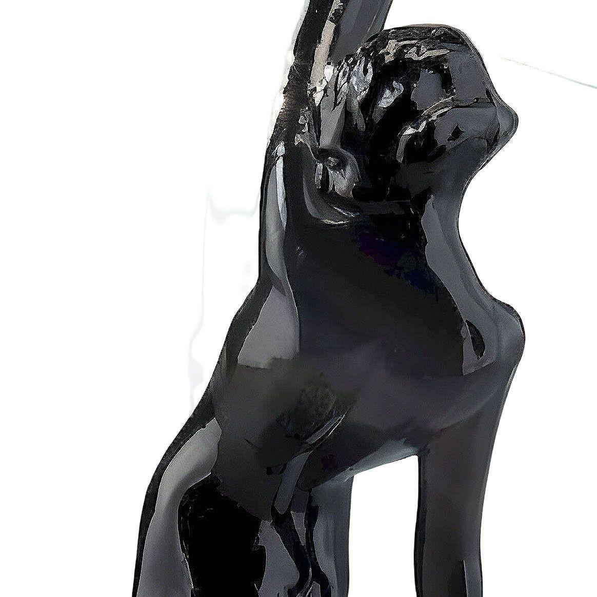 Métal Lampe de table en stéatite noire de Frankart, Nymphe Silhouette Lune Nue, Sarsparill en vente