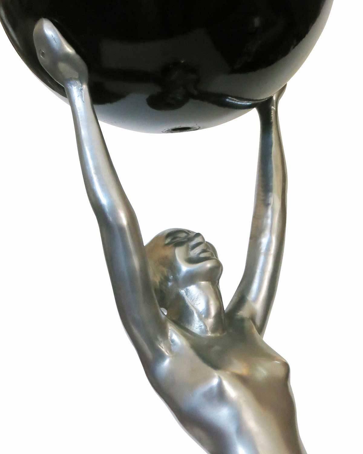 Frankart Style Silvertone and Onyx Nude Figural Cocktail Smoker Ashtray 1