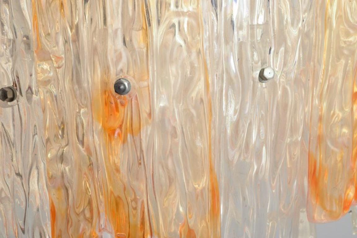 Franken Kalmar, Deutschland. Eisglas-Pendelleuchte aus orangefarbenem und klarem Acrylglas. im Angebot 2