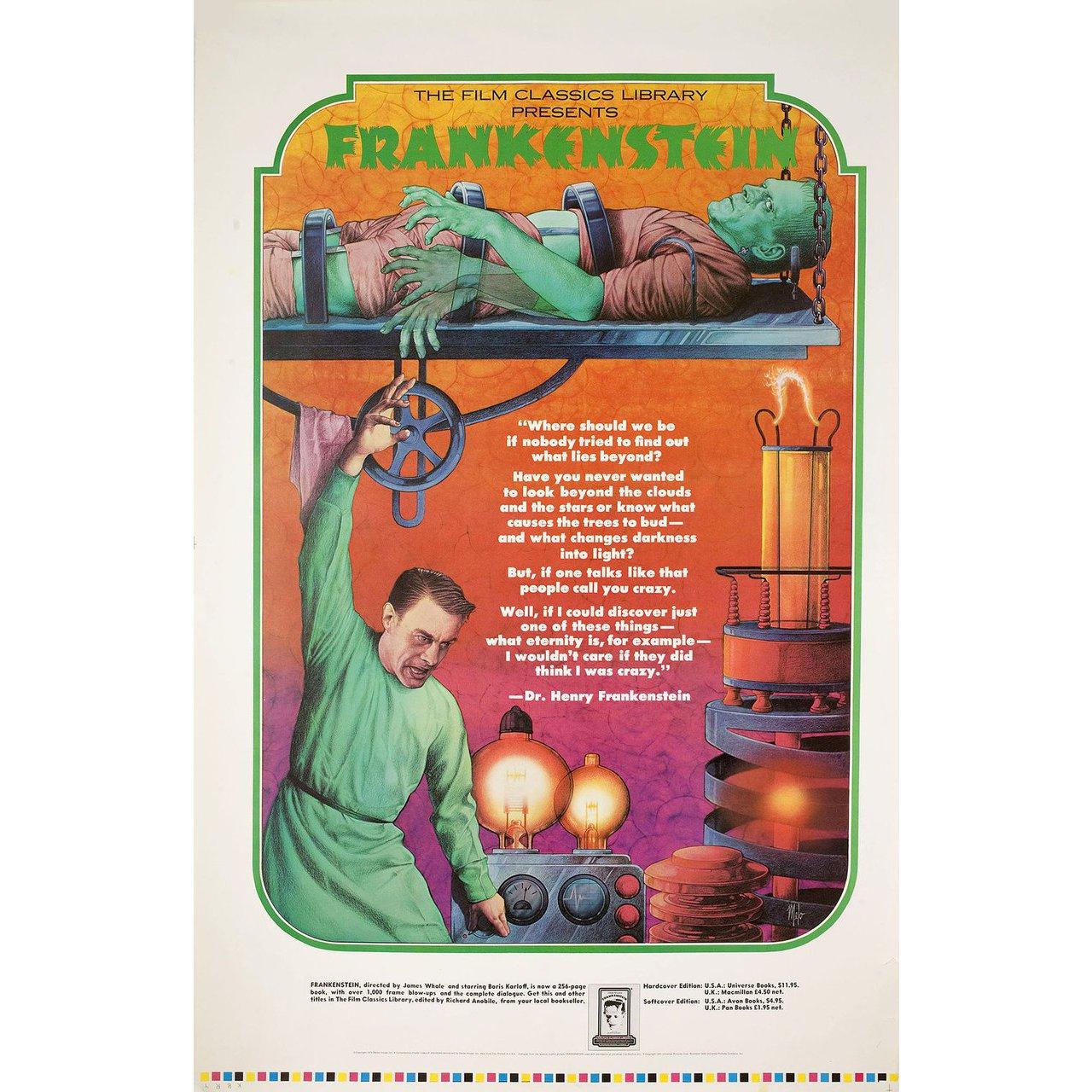 Original 1974 re-release U.S. half subway poster by John Melo for the 1931 film Frankenstein directed by James Whale with Colin Clive / Mae Clarke / John Boles / Boris Karloff. Fine condition, rolled. Please note: The size is stated in inches and